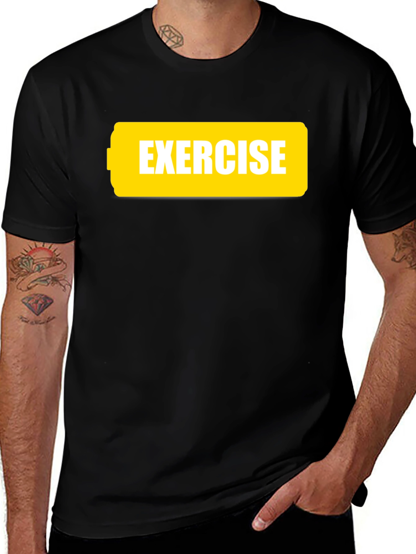 Variant 29 of Exercise Full Battery Graphic Tee - Black Cotton Blend