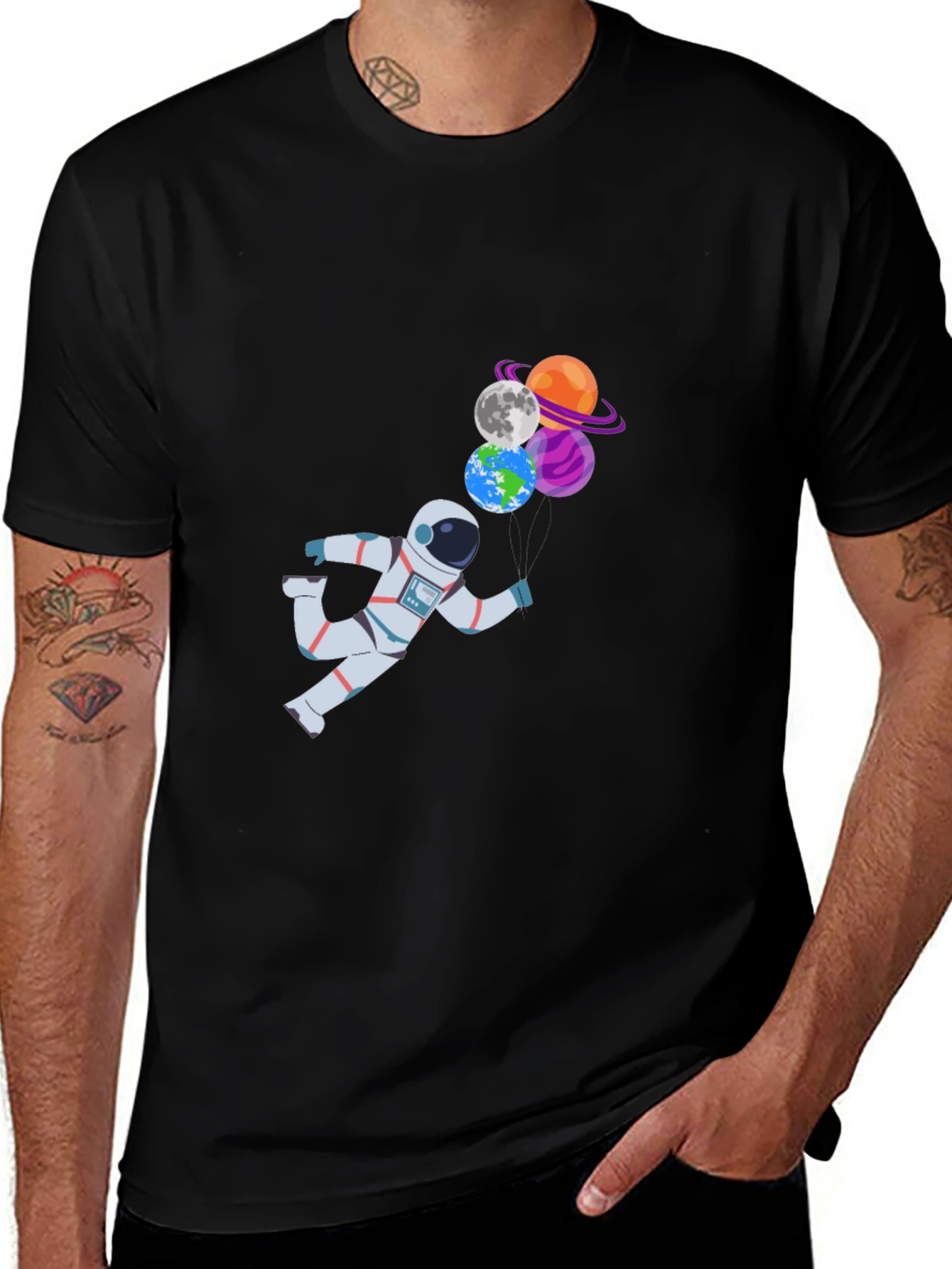 Variant 8 of Astronaut & Planet Balloons Graphic T-Shirt