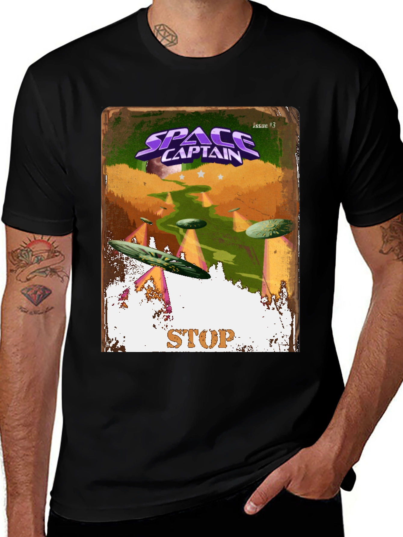 Variant 10 of Space Captain Retro Sci-Fi Comic Cover T-Shirt