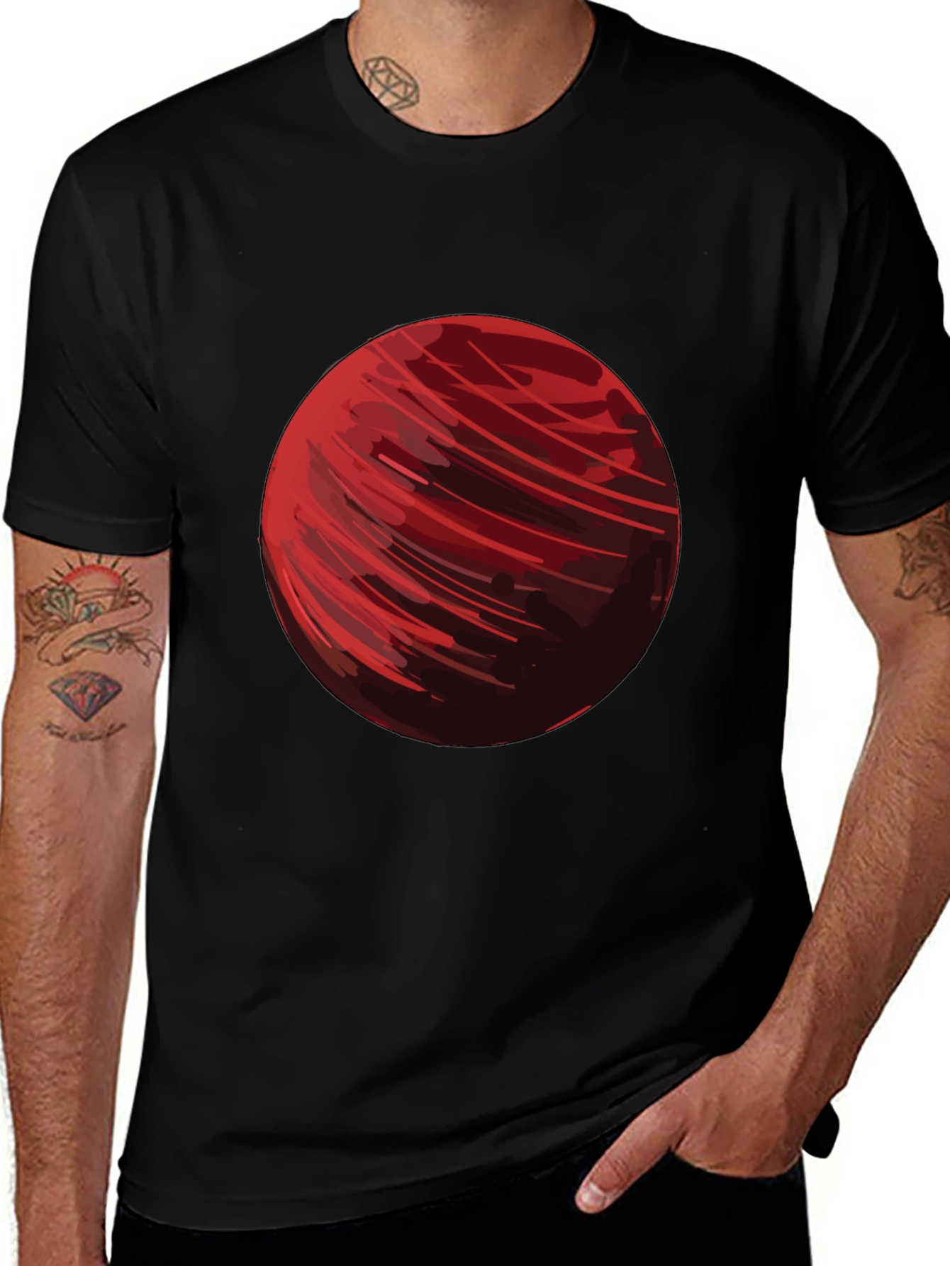 Variant 23 of Red Planet Graphic Black Tee - Space Fan Shirt