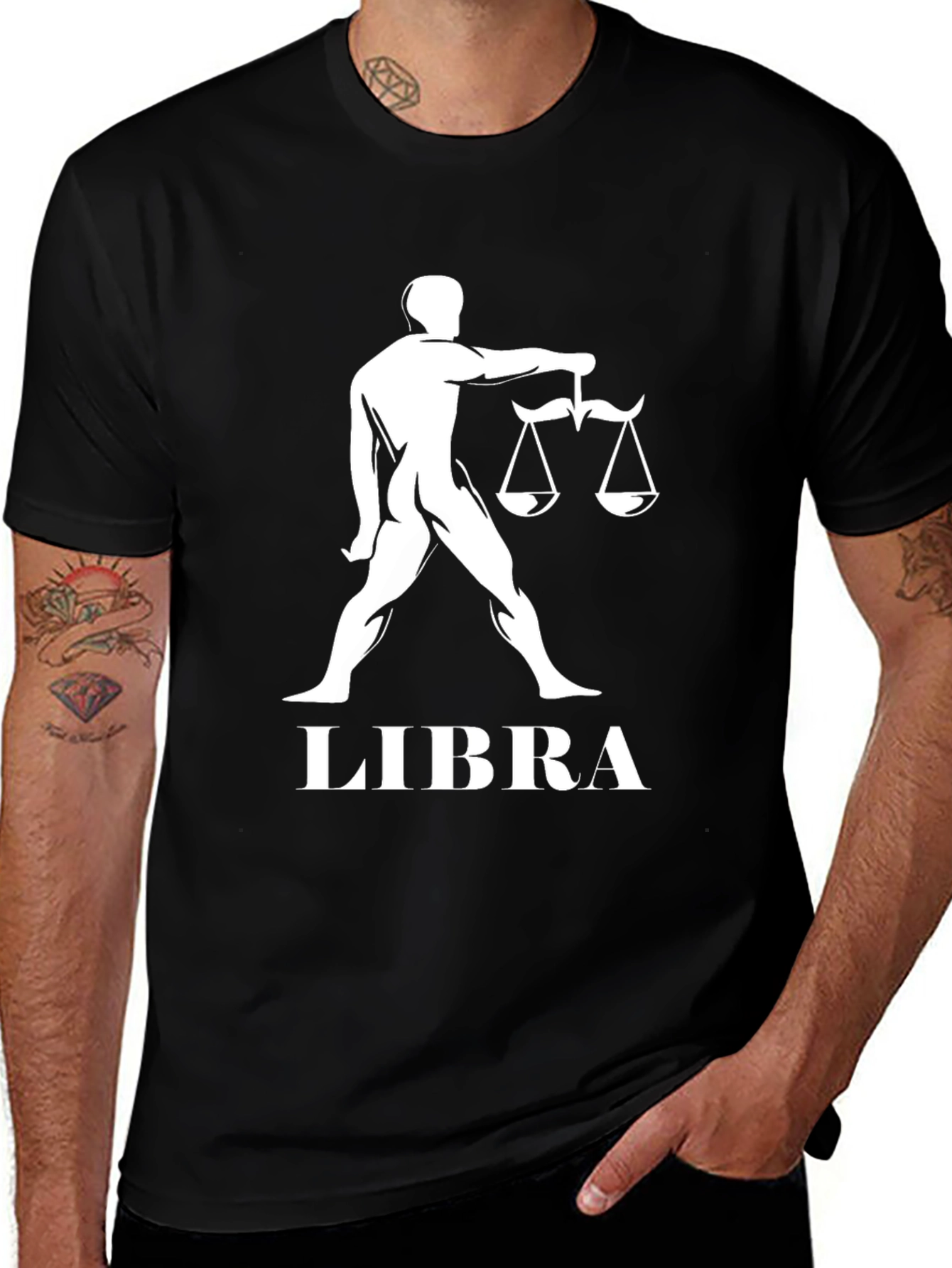 Libra Zodiac Sign Black T-Shirt