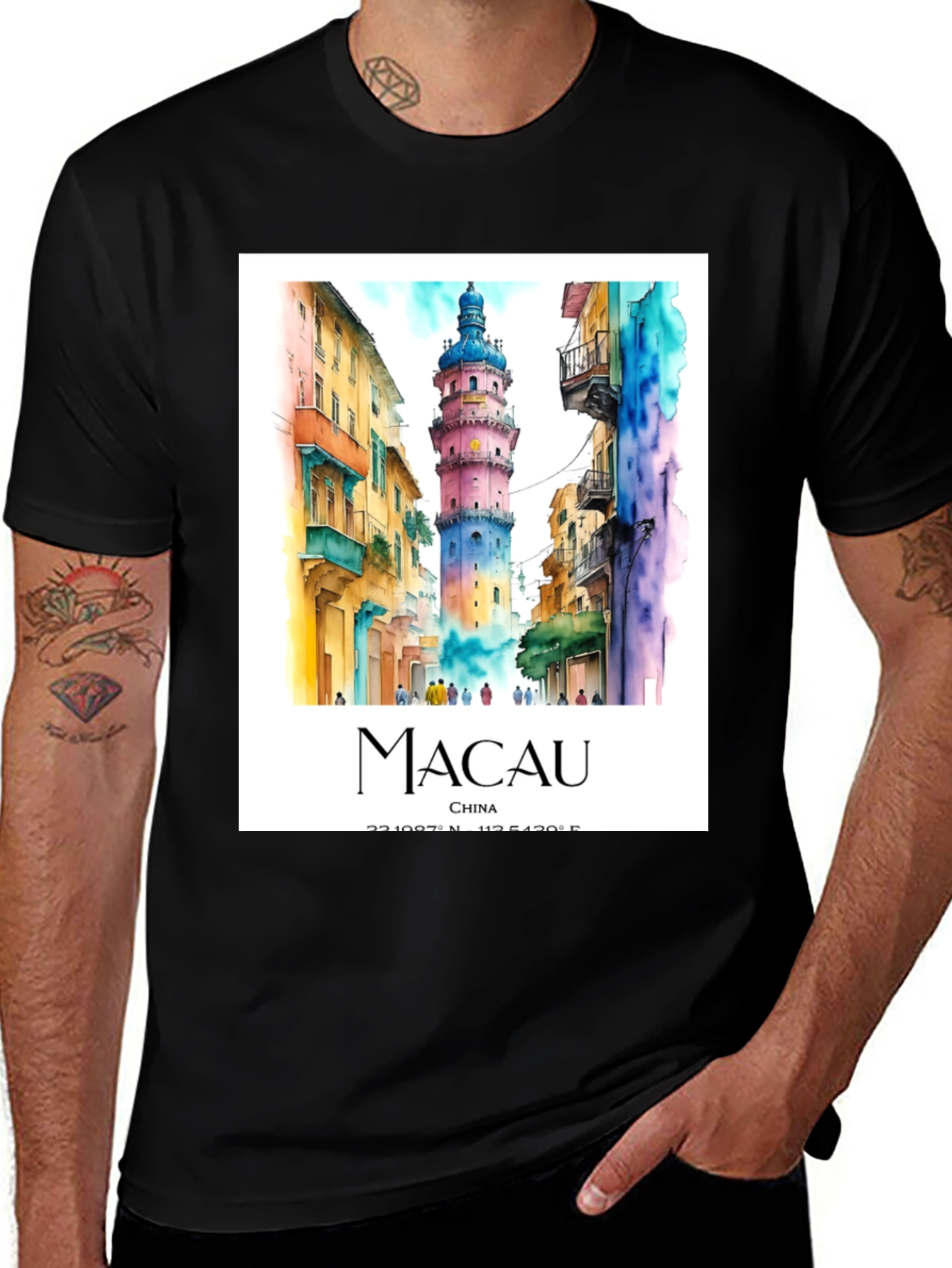 Macau China Watercolor T-Shirt