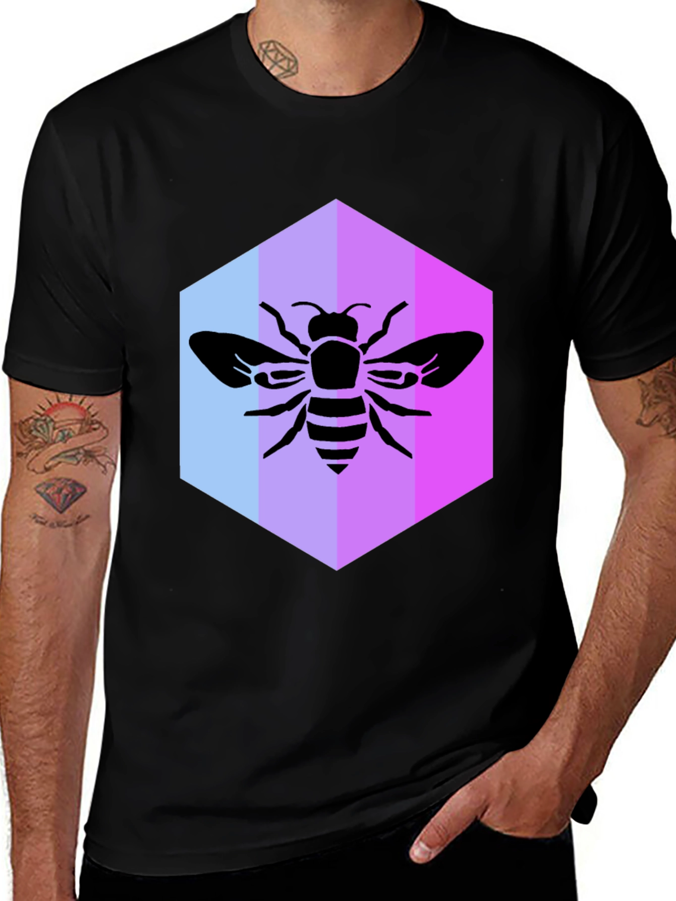 Variant 16 of Geometric Bee Graphic Tee - Modern Style