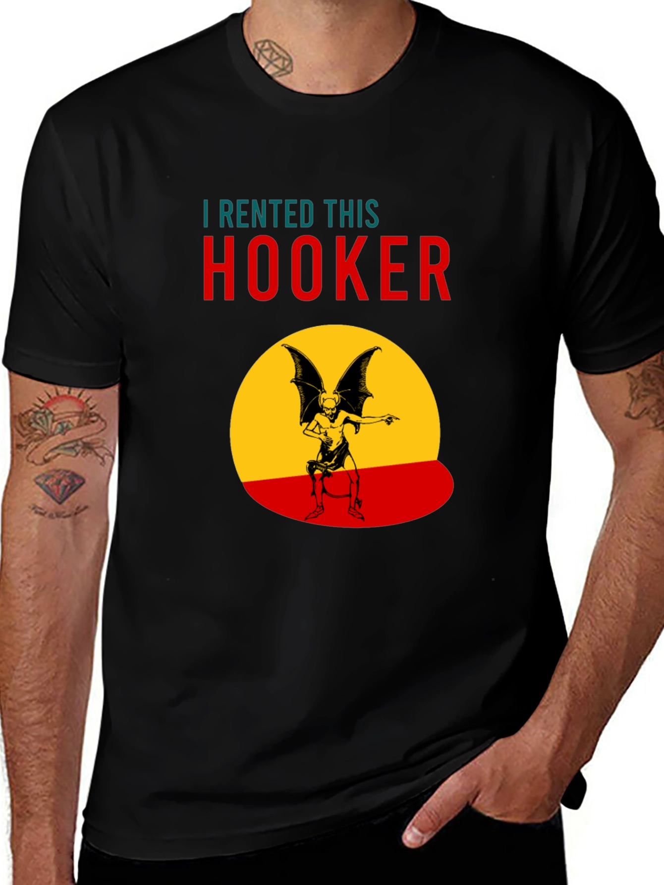 Variant 22 of Humorous "I Rented This Hooker" Graphic T-Shirt