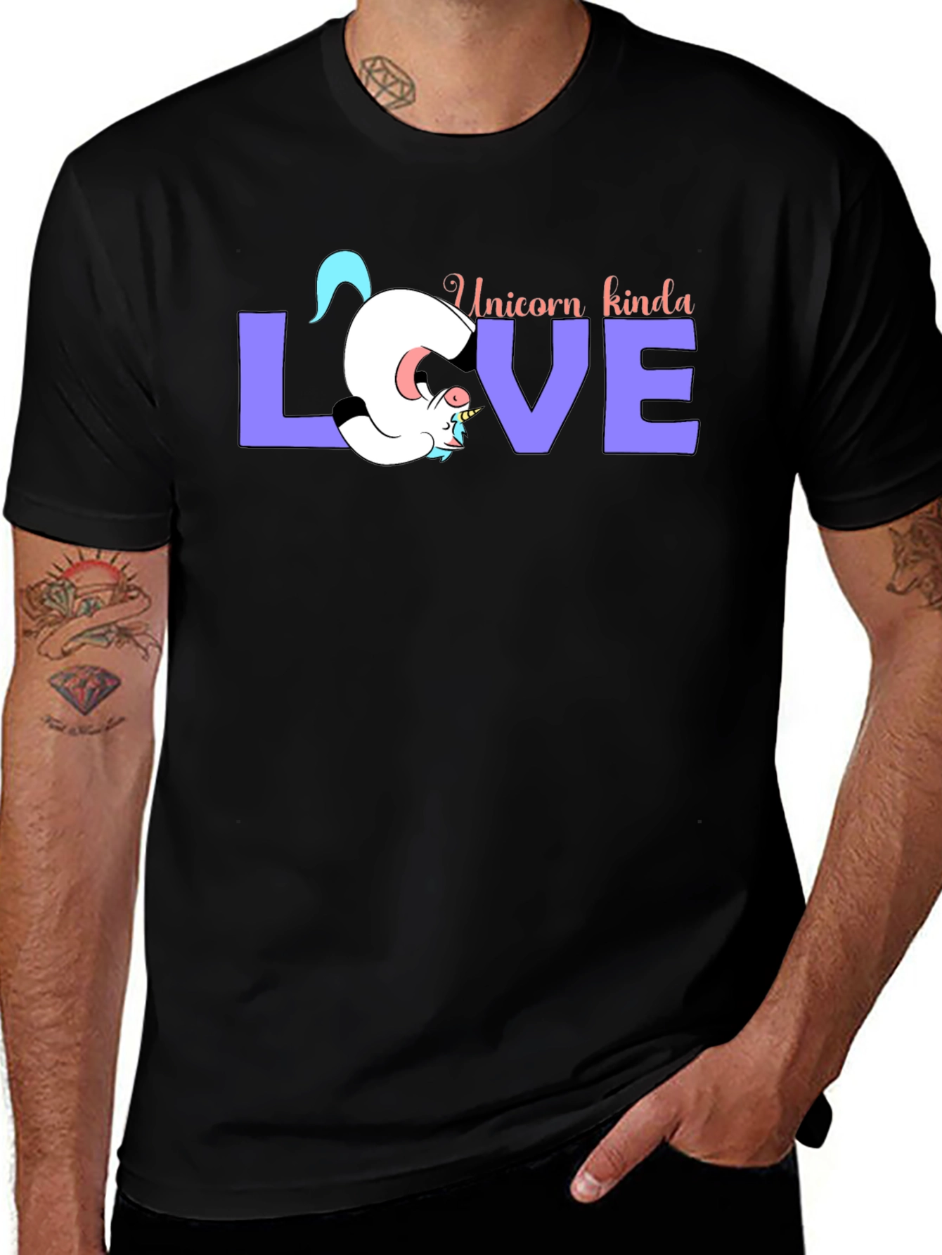 Variant 8 of Unicorn Kinda Love Graphic Tee - Black