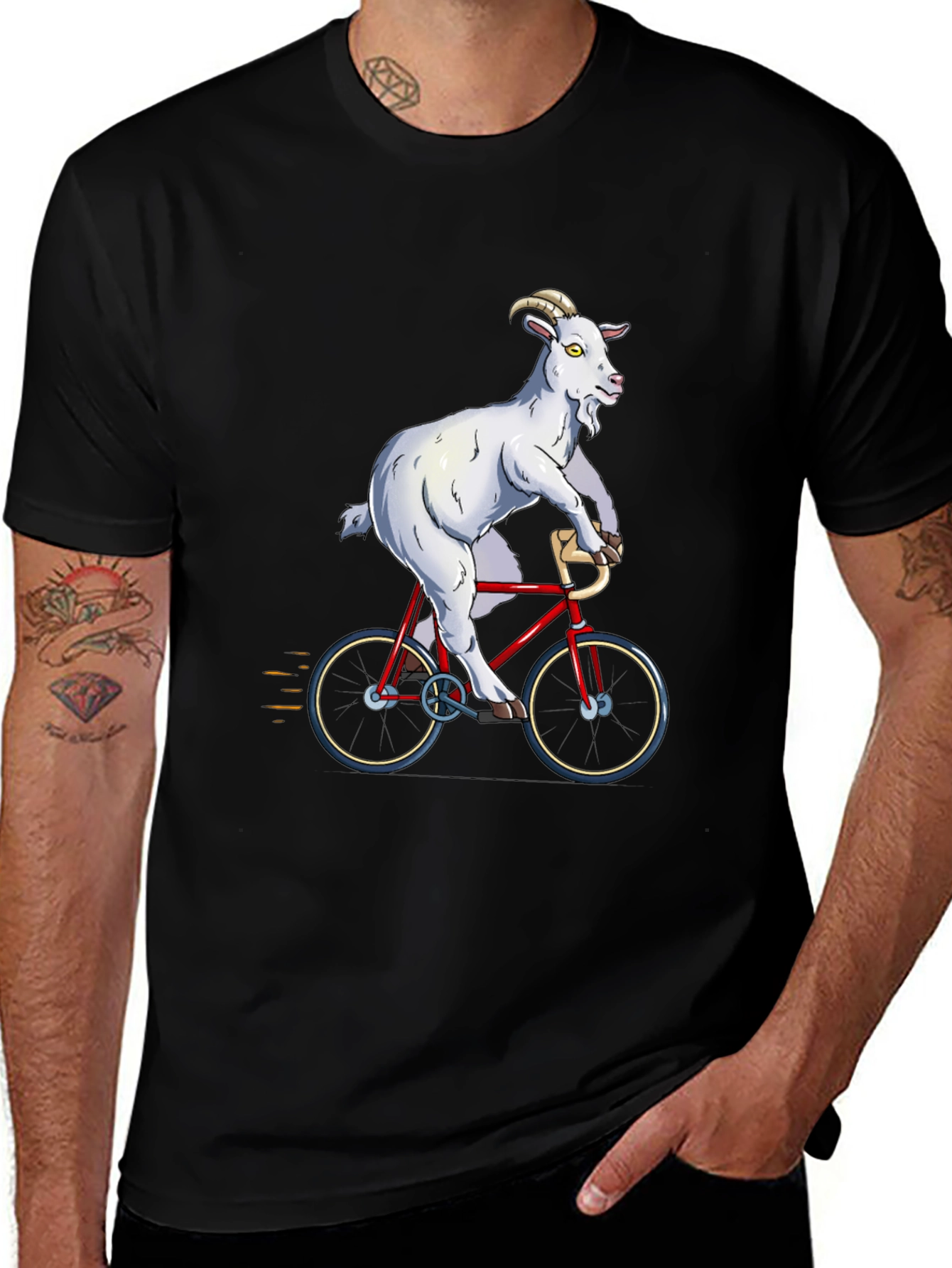 Variant 2 of Goat on Bike Graphic Tee - Hilarious Animal T-Shirt