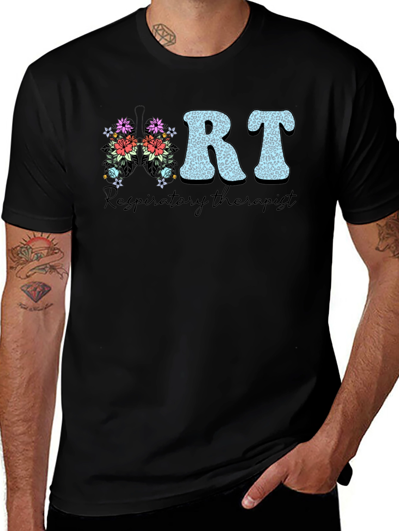 Variant 8 of Floral RT Respiratory Therapist T-Shirt