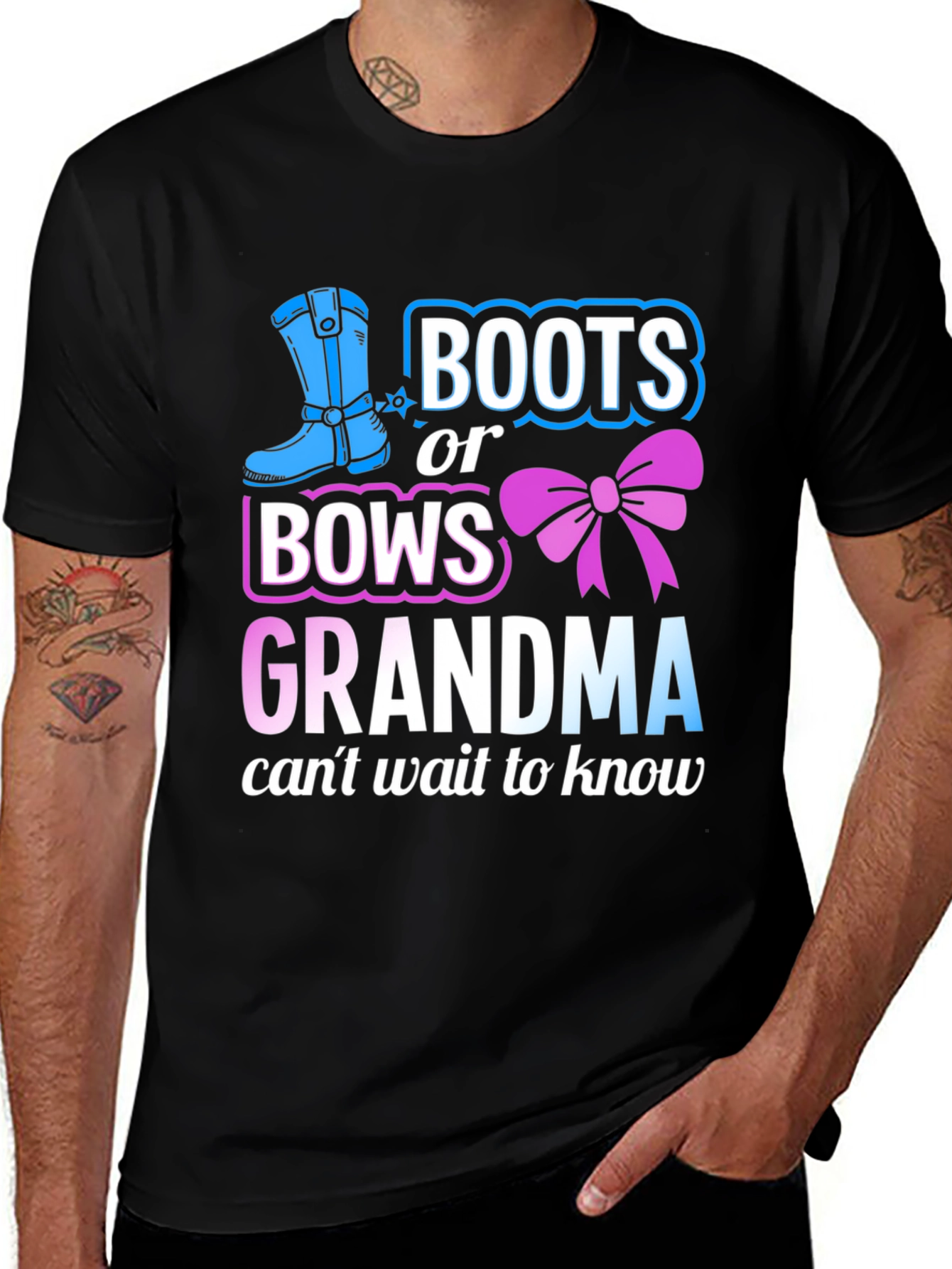 Boots or Bows Grandma Gender Reveal T-Shirt