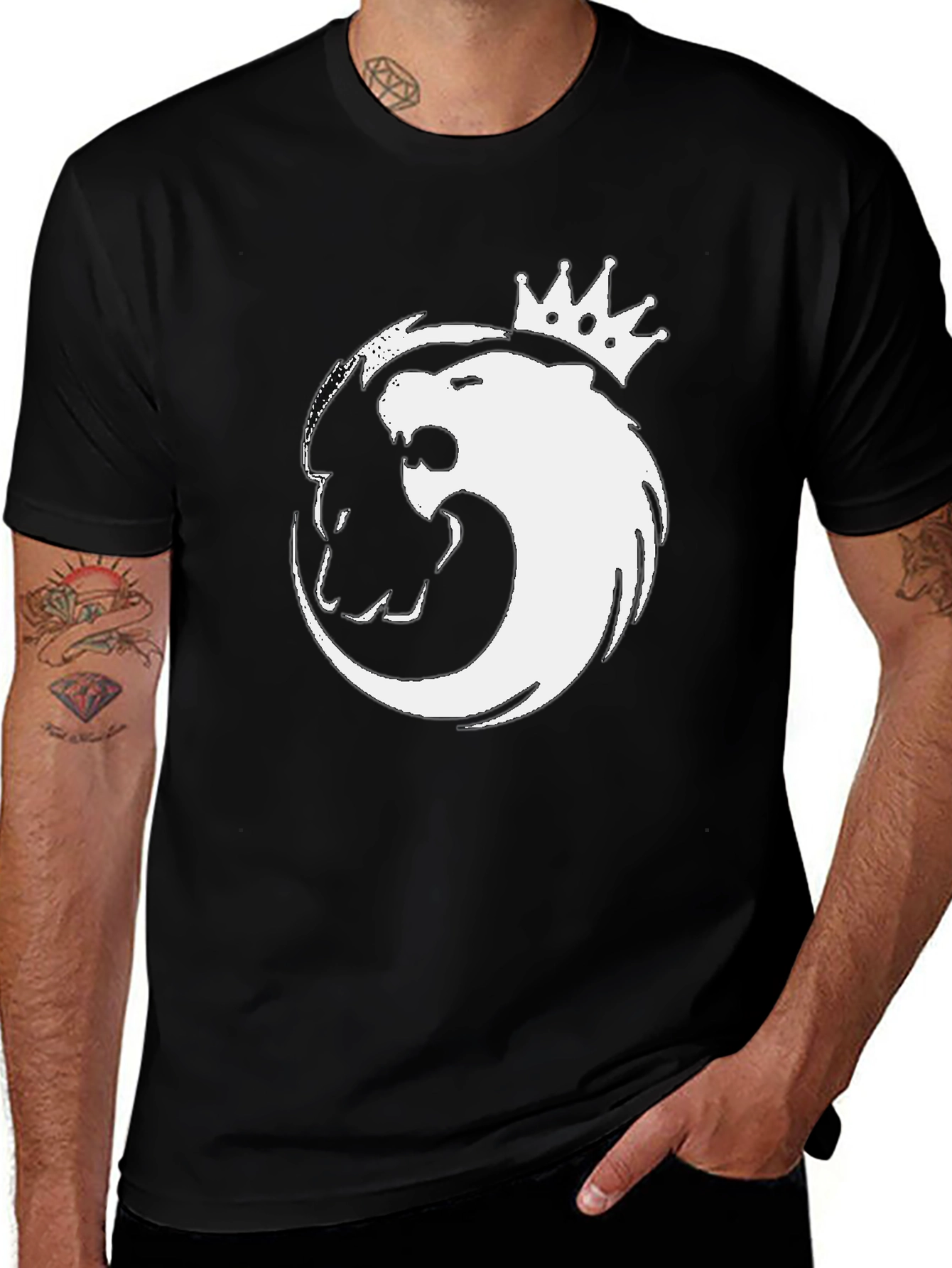 Variant 7 of Lion King Yin Yang Graphic Black T-Shirt