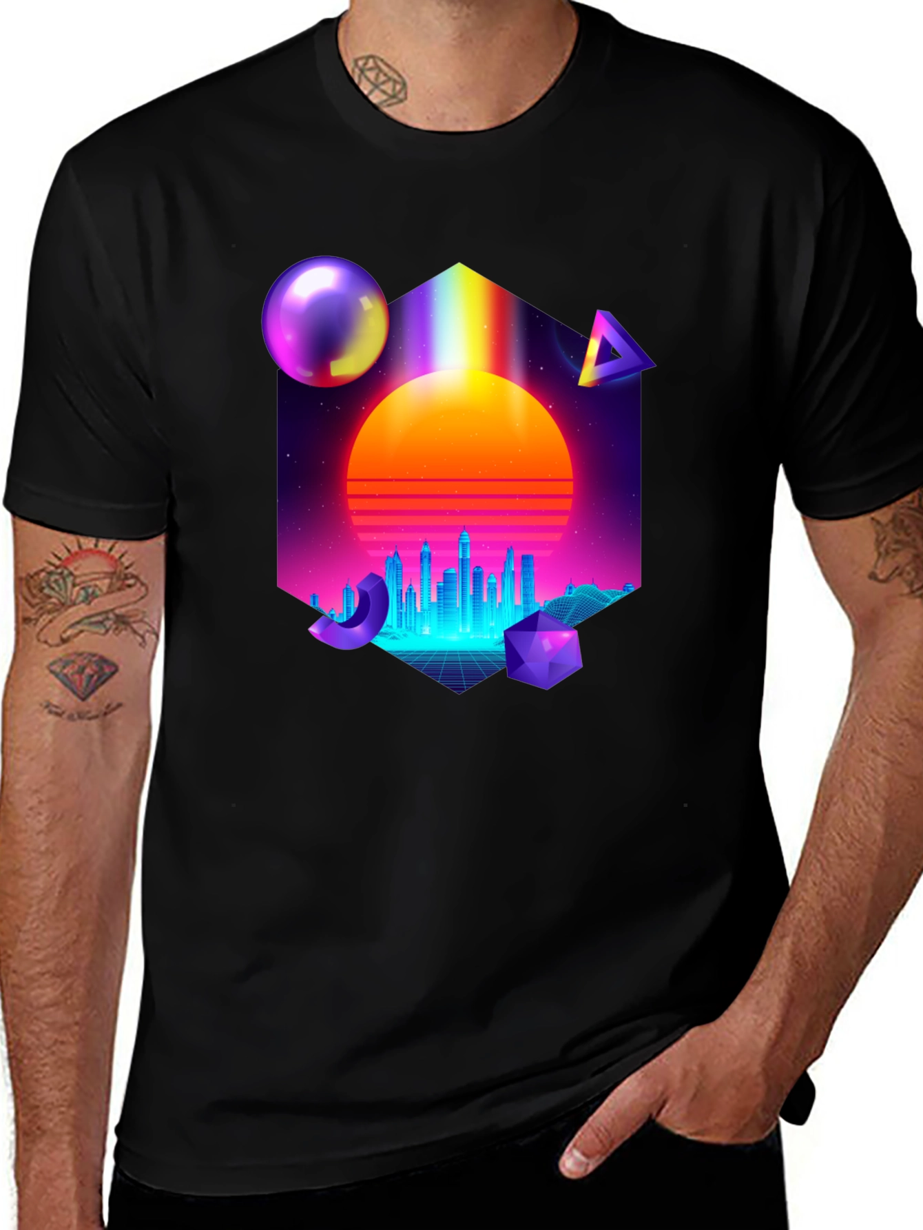 Retro Wave Graphic Tee - Cityscape Synthwave T-Shirt
