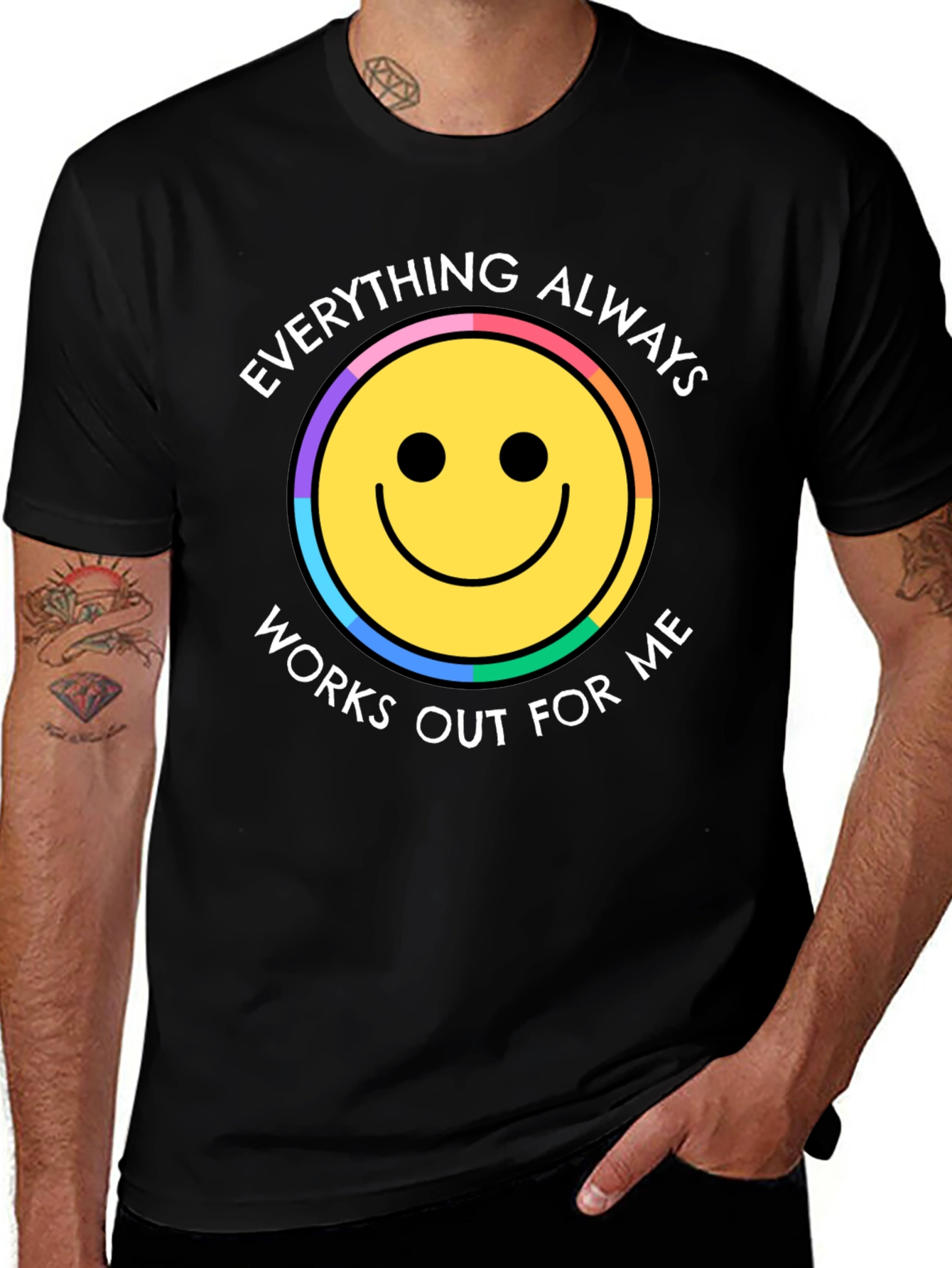 Variant 18 of Everything Works Out For Me - Smiley T-Shirt