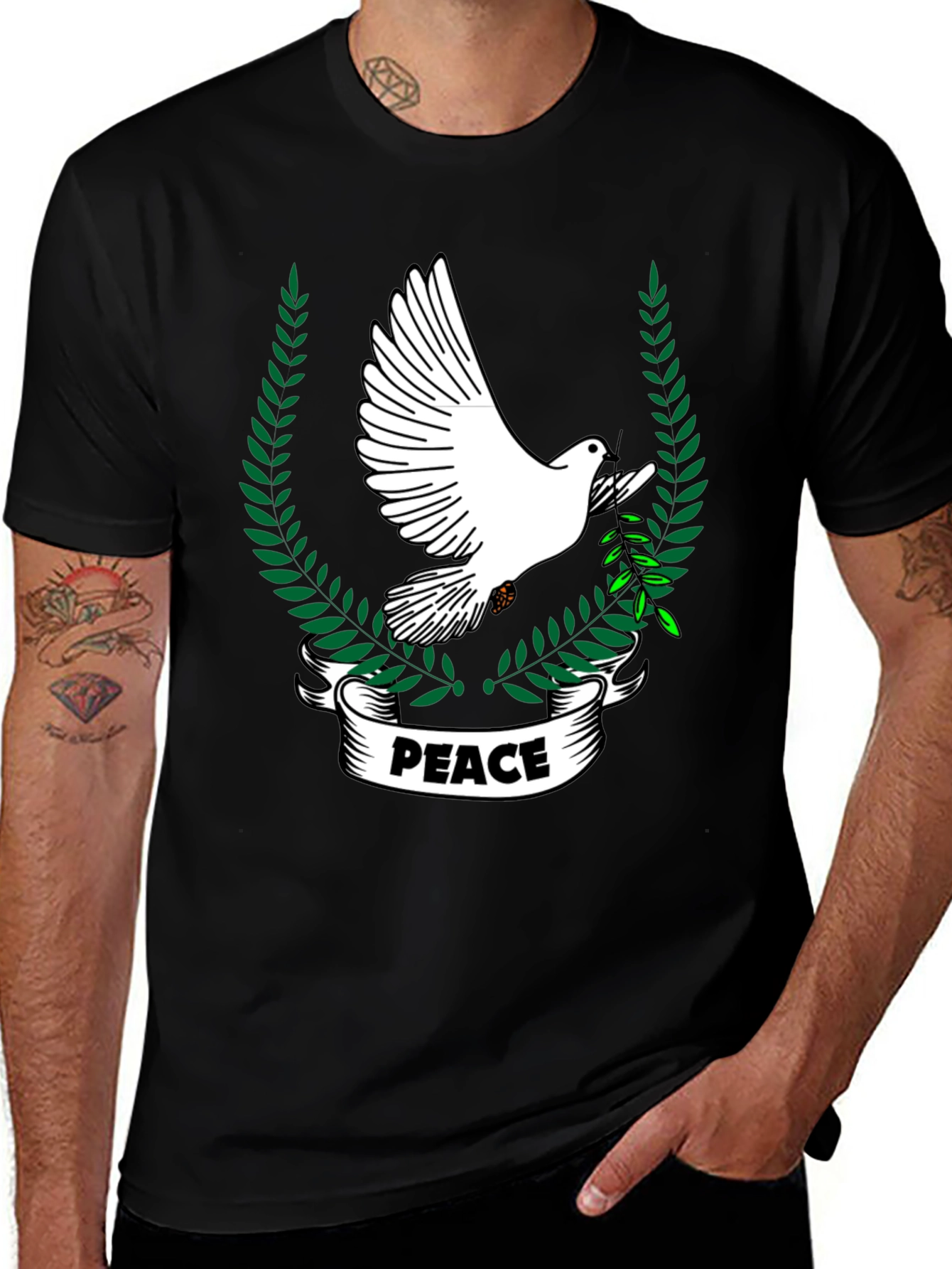 Peace Dove Graphic T-Shirt - Black