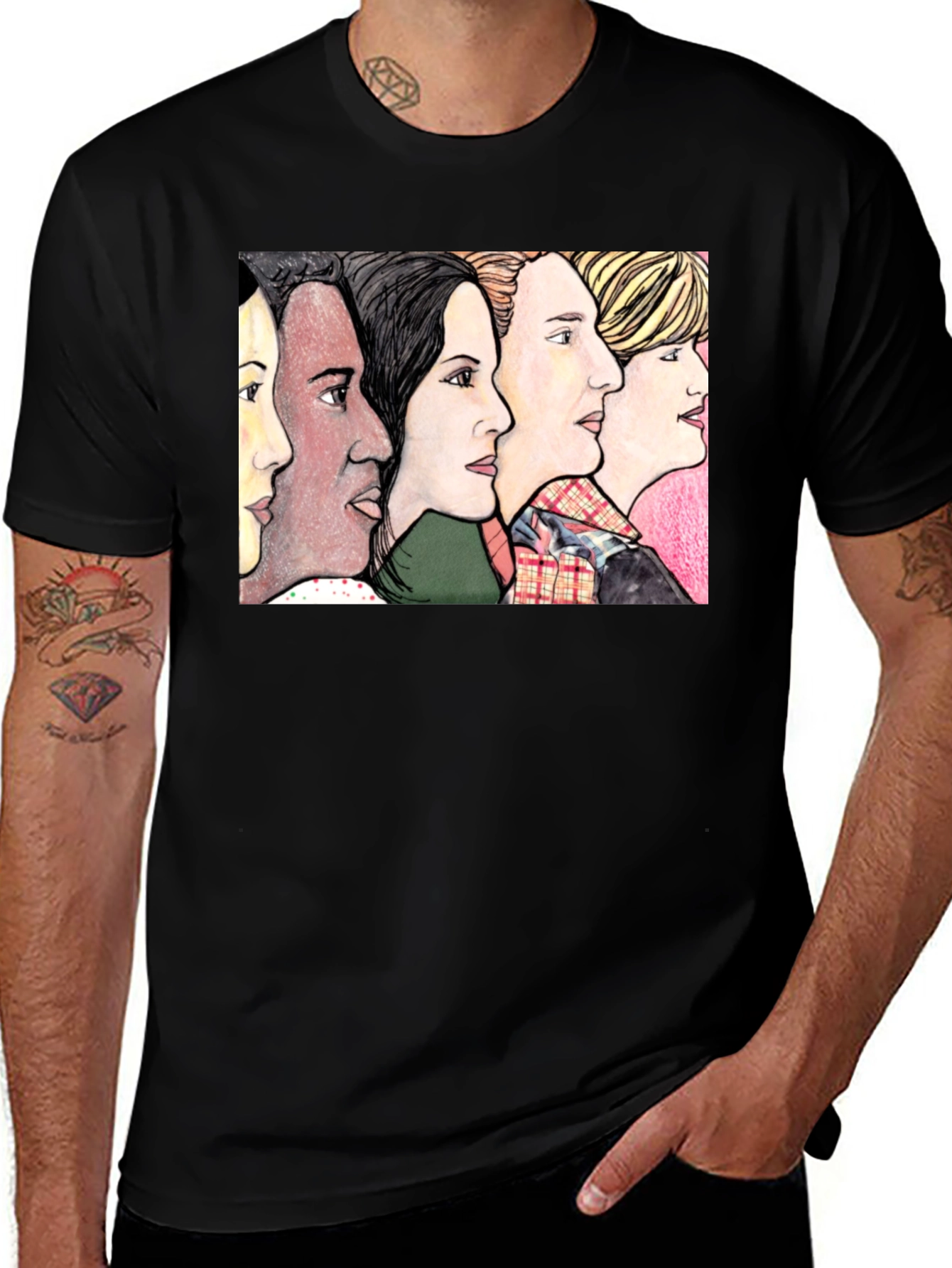 Variant 14 of Women's Faces Black T-Shirt