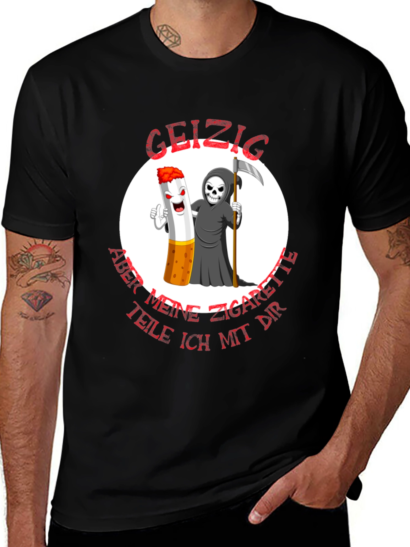 Variant 29 of Grim Reaper Cigarette Funny Black T-Shirt
