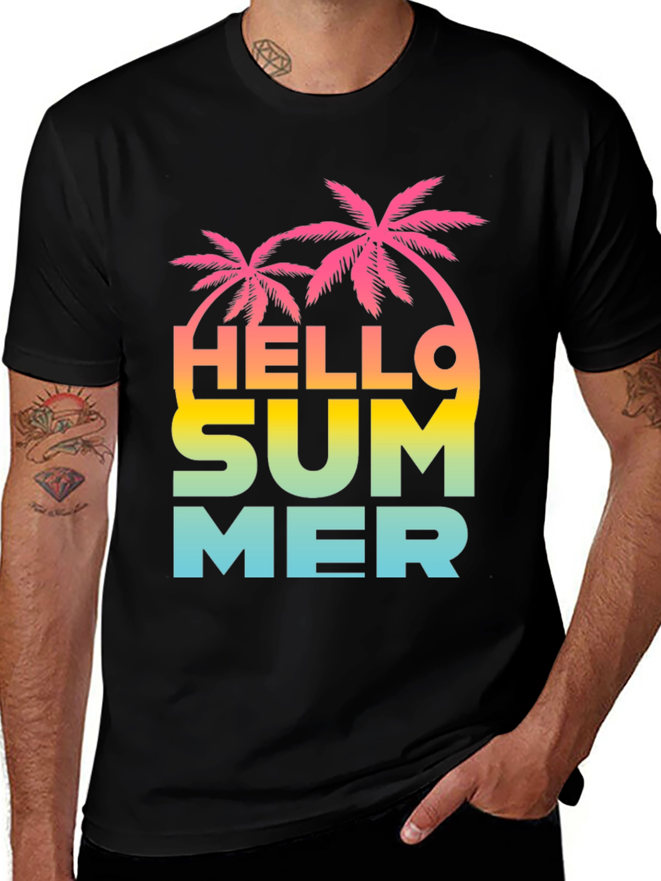 Variant 2 of Hello Summer Black Graphic Tee