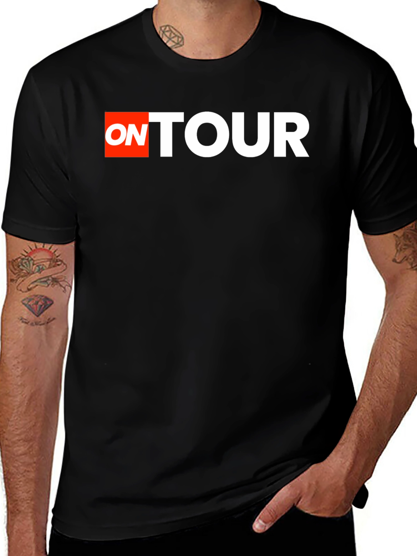 Variant 10 of On Tour Graphic Tee - Black Cotton Blend