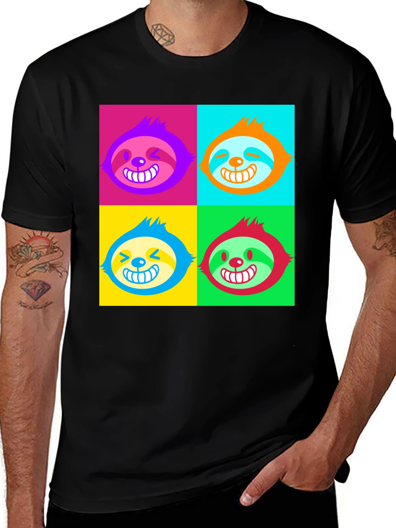 Variant 24 of Colorful Pop Art Sloth Graphic T-Shirt