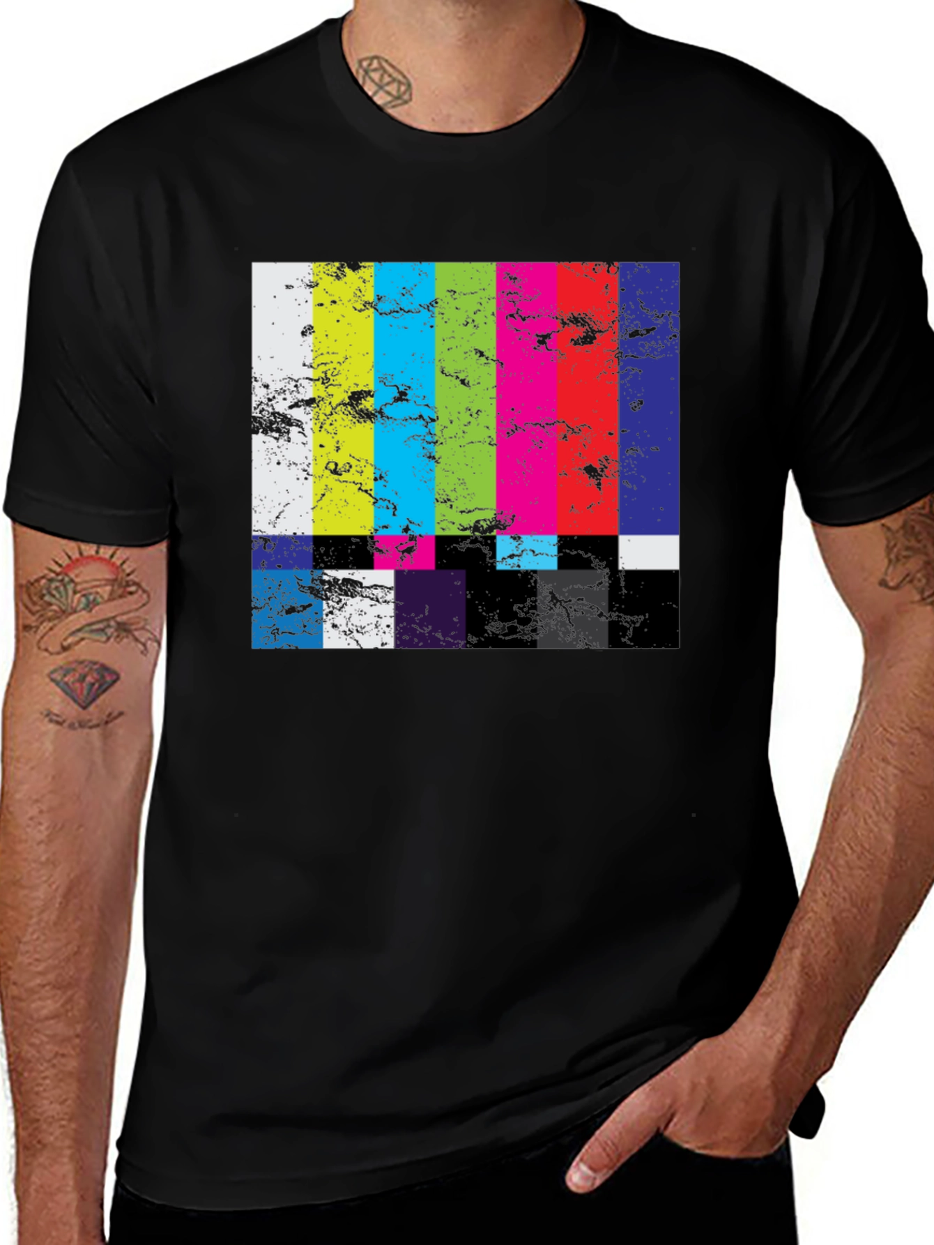 Variant 8 of Retro TV Test Pattern Graphic Tee - Black