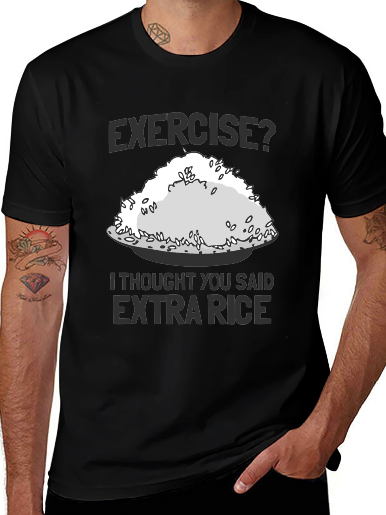 Variant 4 of Exercise? Extra Rice T-Shirt - Funny Foodie Tee