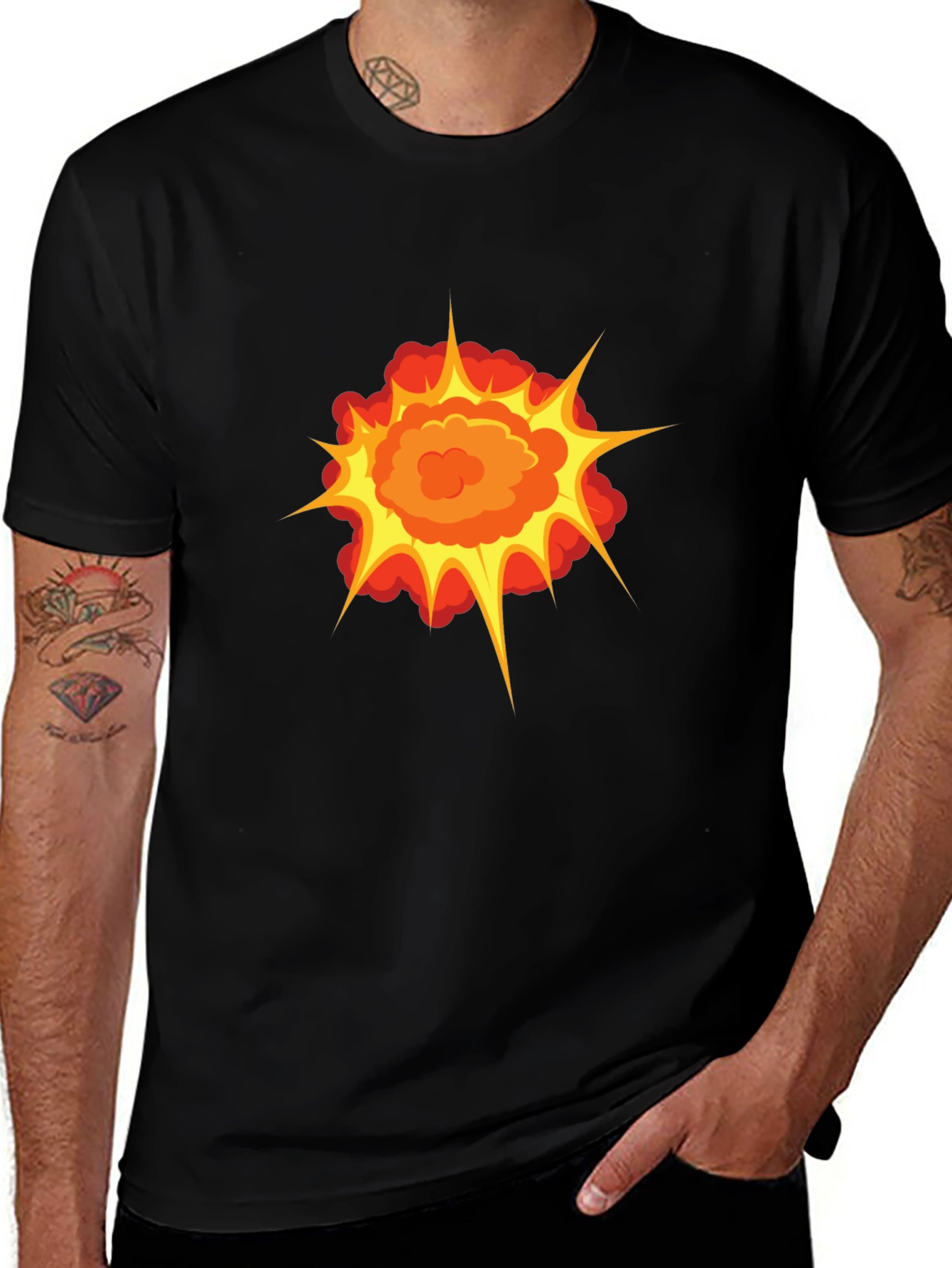 Variant 29 of Explosion Graphic Print Black T-Shirt