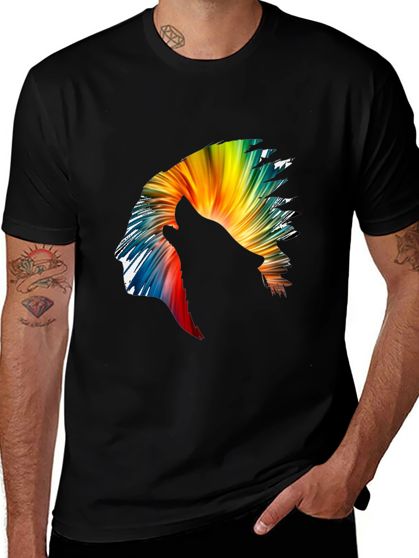 Variant 26 of Wolf Headdress Graphic T-Shirt - Vivid Colors