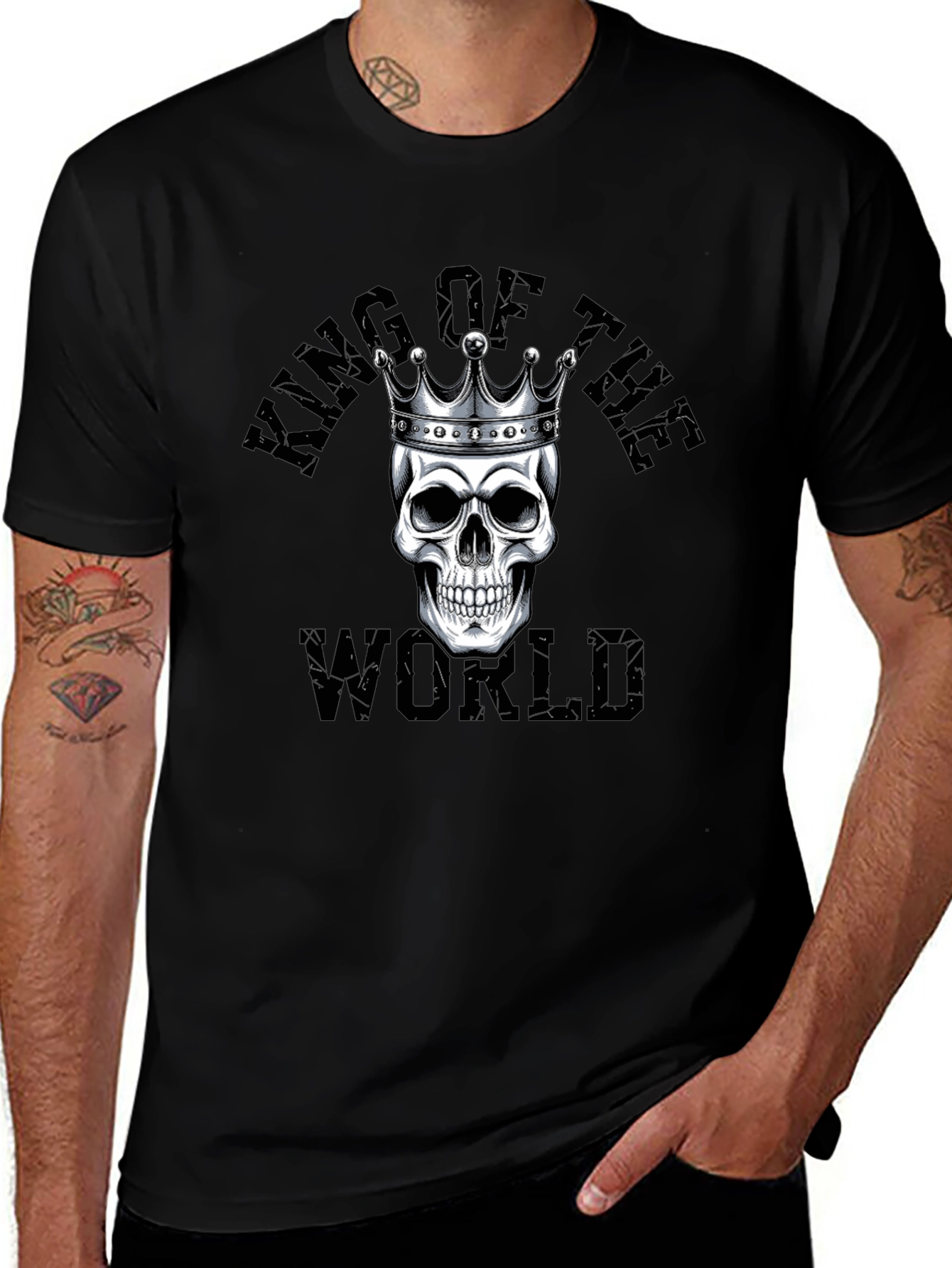 Variant 10 of King of the World Skull Graphic T-Shirt