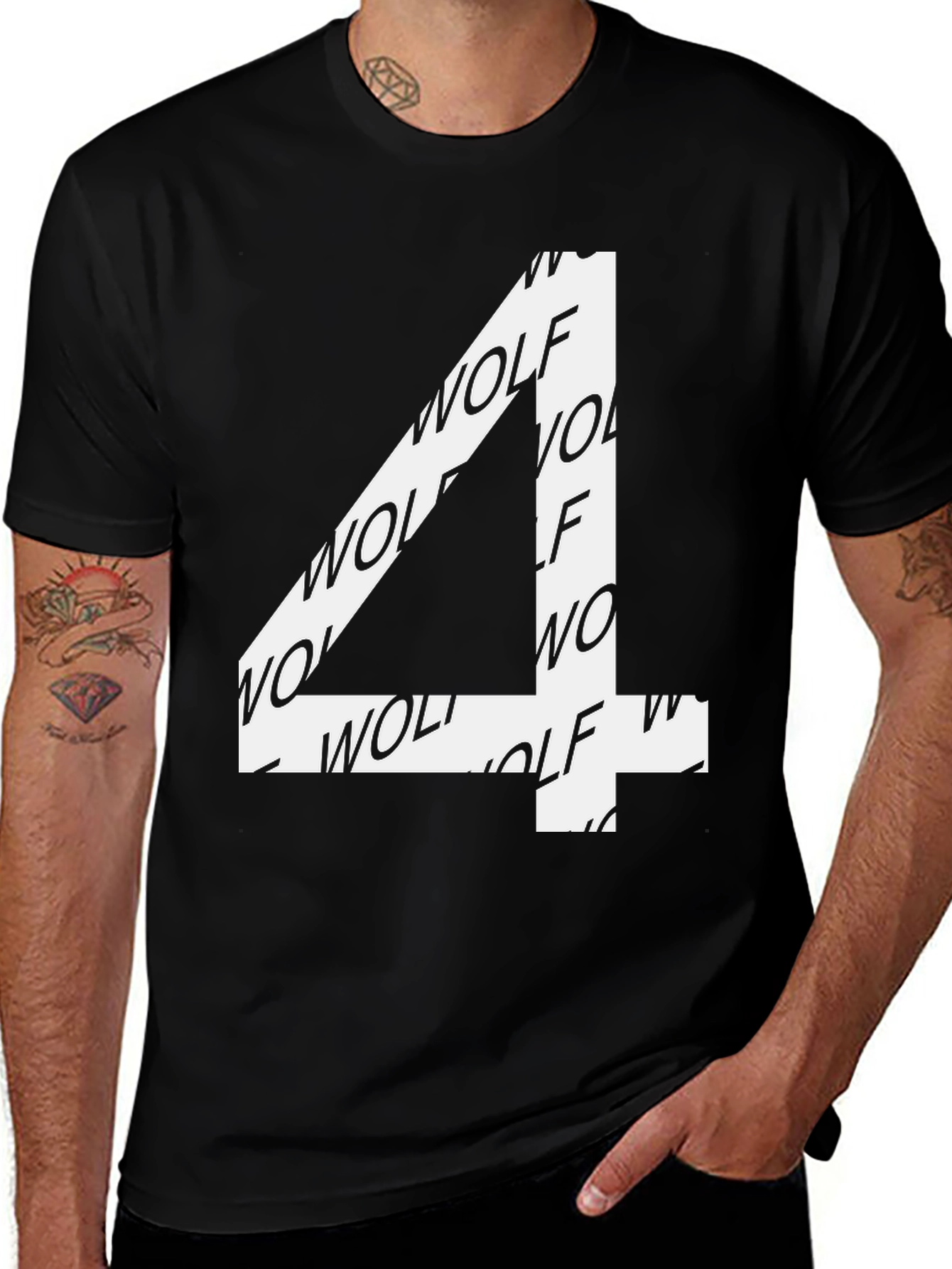 Wolf Number 4 T-Shirt - Black Cotton Blend