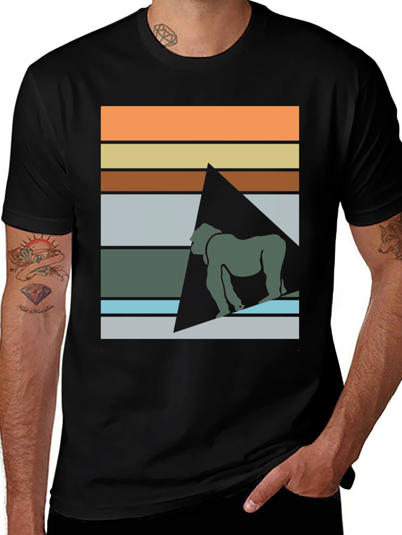 Variant 2 of Retro Gorilla Graphic Tee - Men's Black T-Shirt