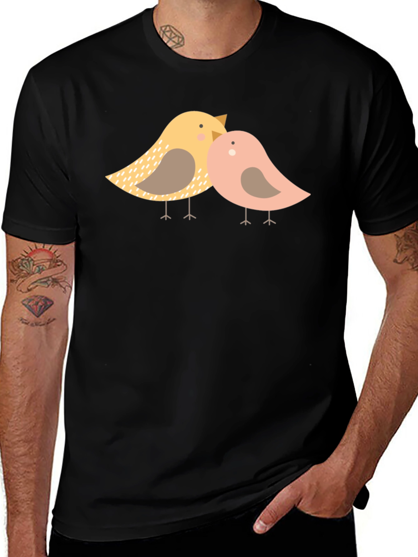 Variant 8 of Cute Bird Graphic Tee - Black