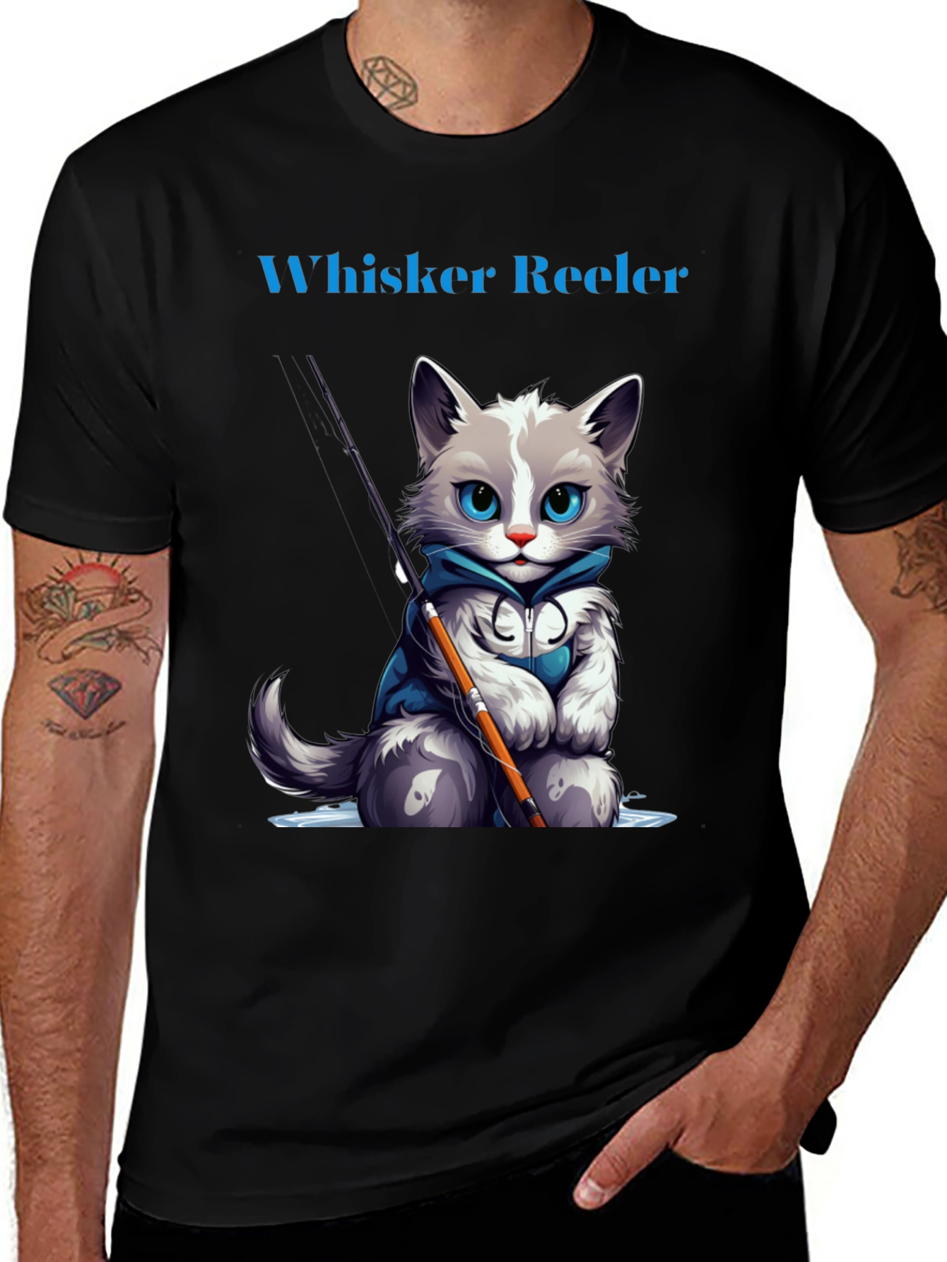 Variant 14 of Whiskers Reeler Cat Fishing T-Shirt