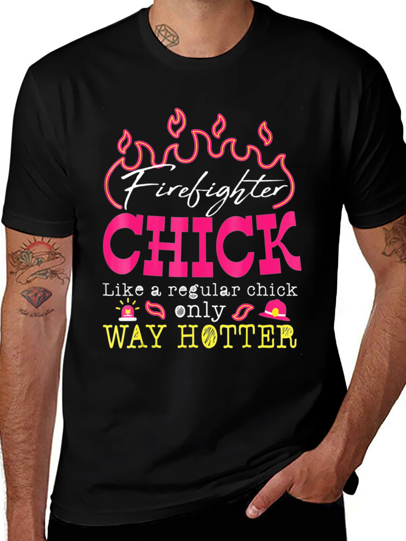 Firefighter Chick Graphic Tee - Hot Firefighter Design