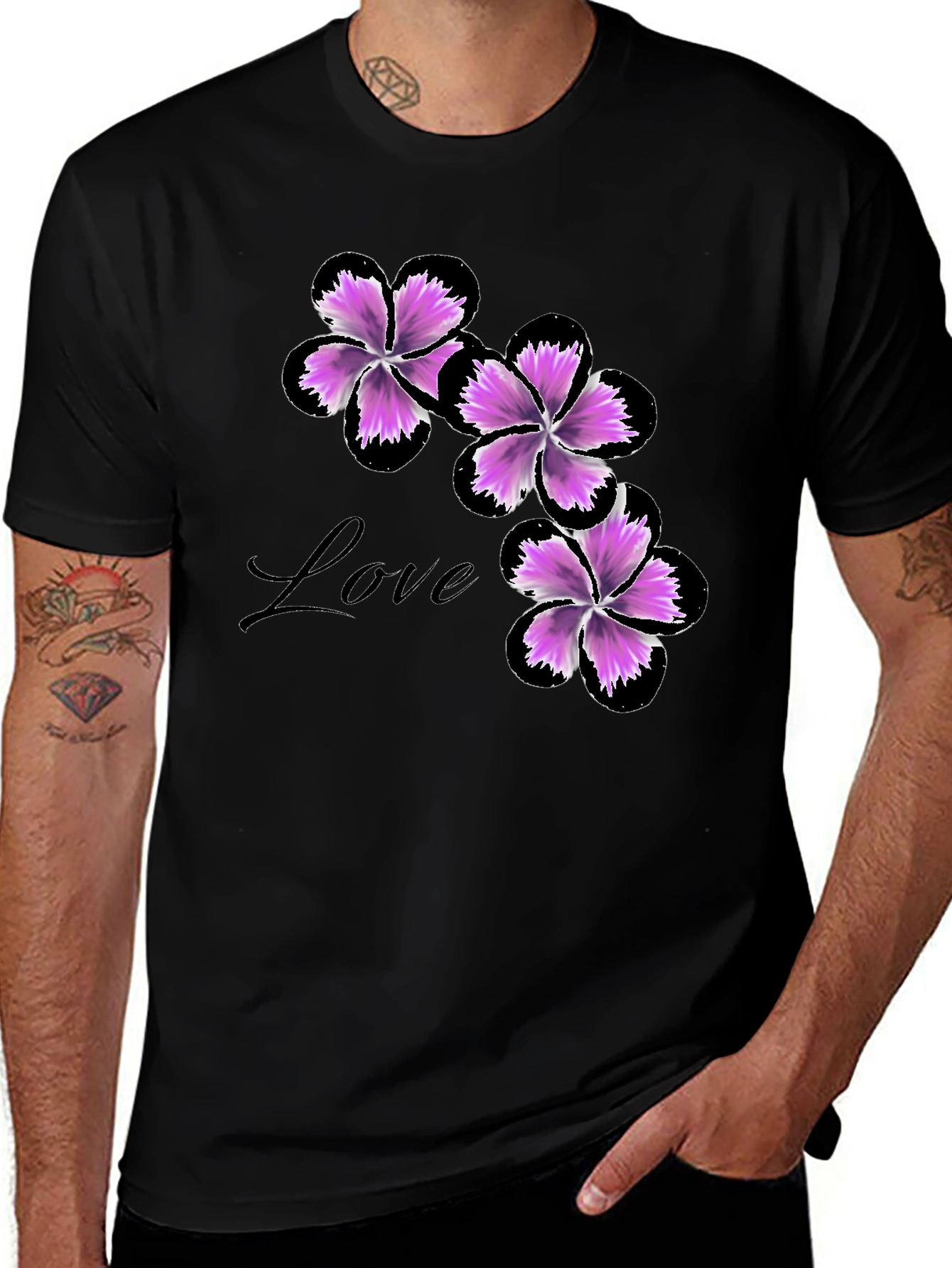 Variant 9 of Floral Love Black T-Shirt