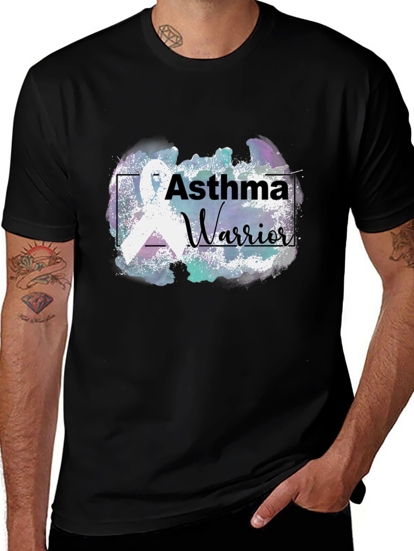 Asthma Warrior Ribbon Graphic T-Shirt - Awareness Support Tee