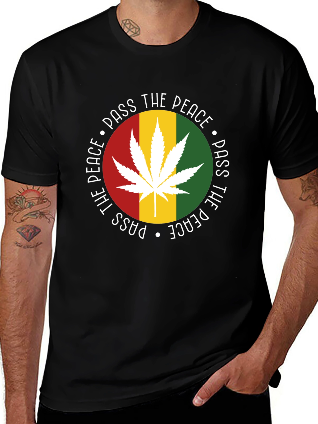 Variant 11 of Pass the Peace Graphic T-Shirt - Rasta Style