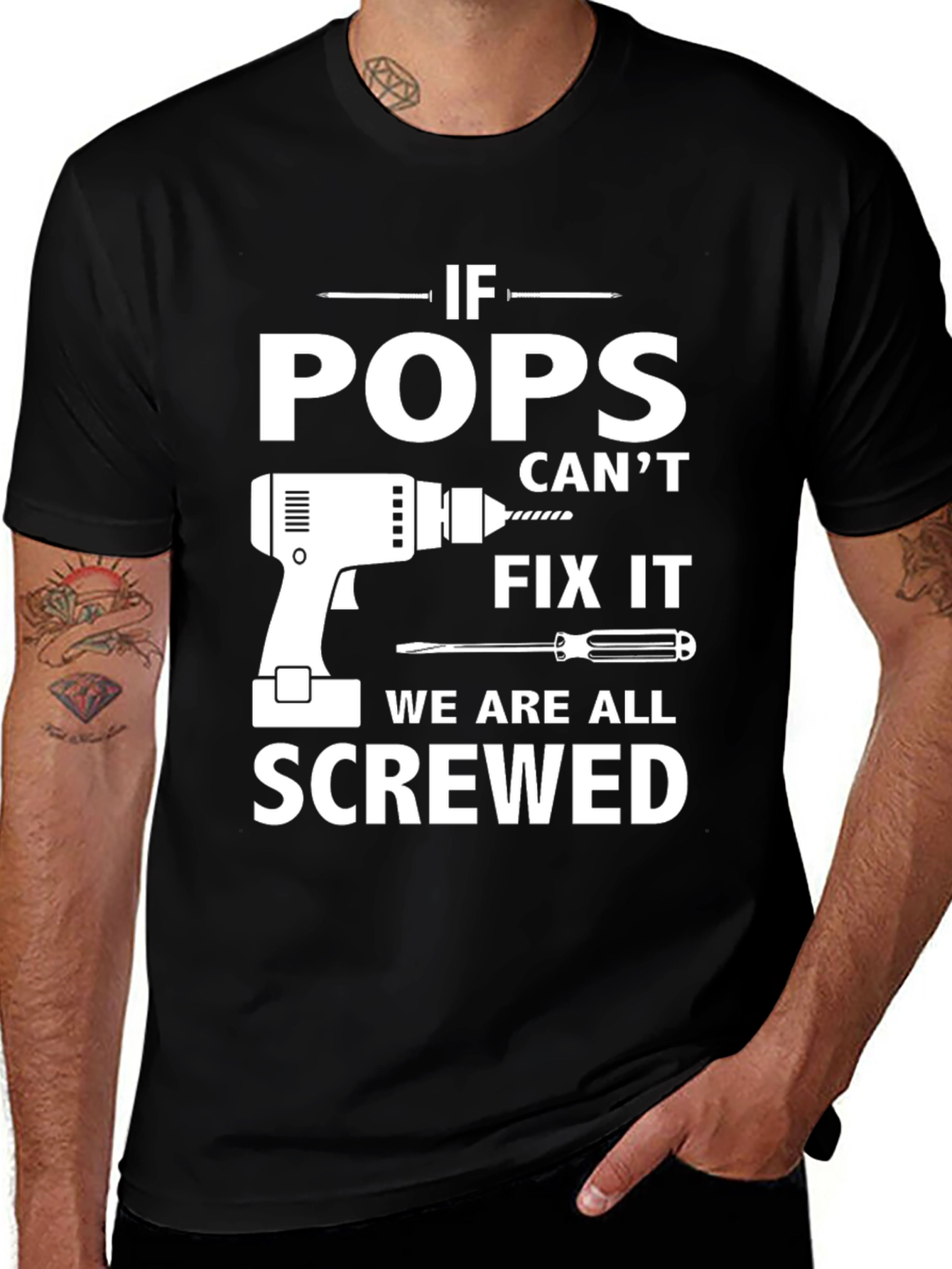 If Pops Can't Fix It T-Shirt, Novelty Gift for Grandfather