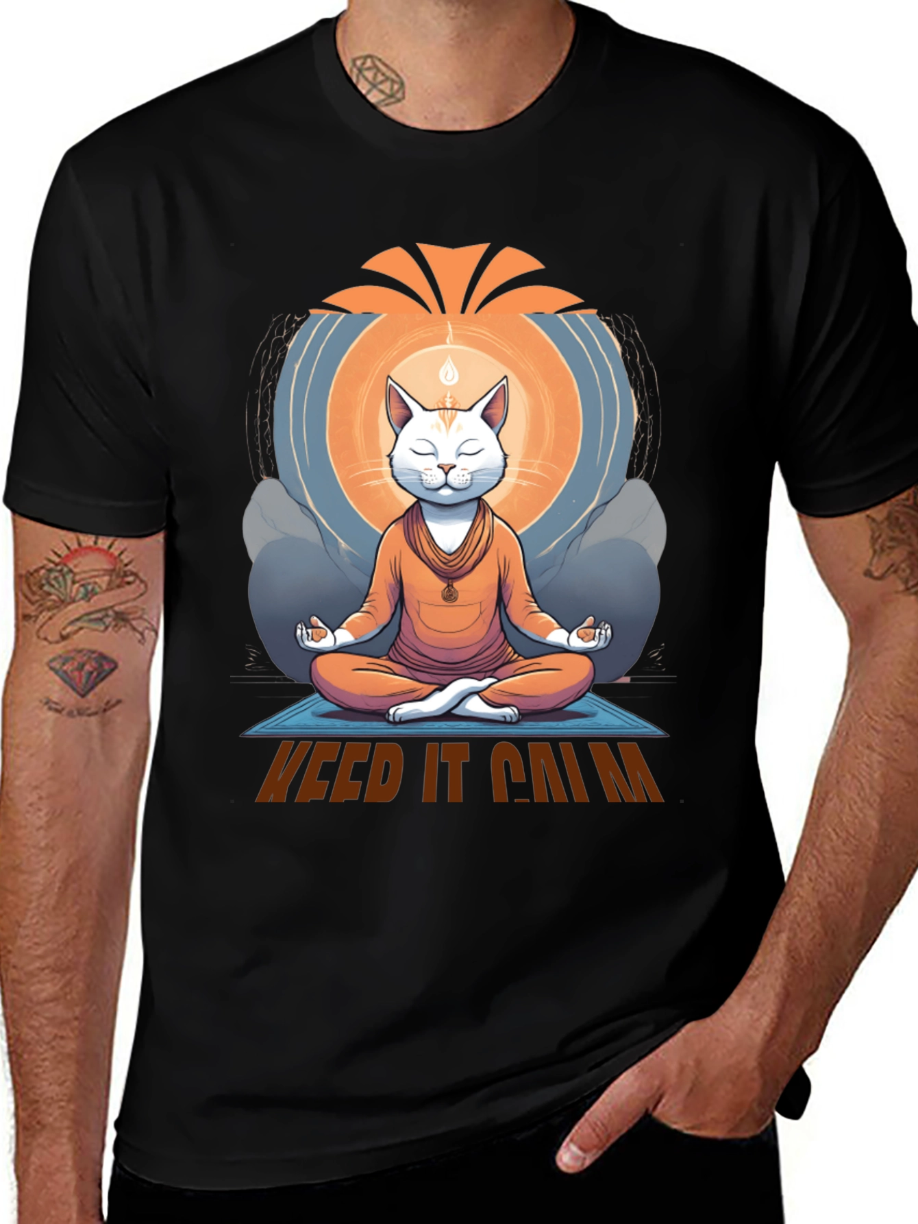 Variant 8 of Zen Cat T-Shirt - Keep It Calm & Purr On!