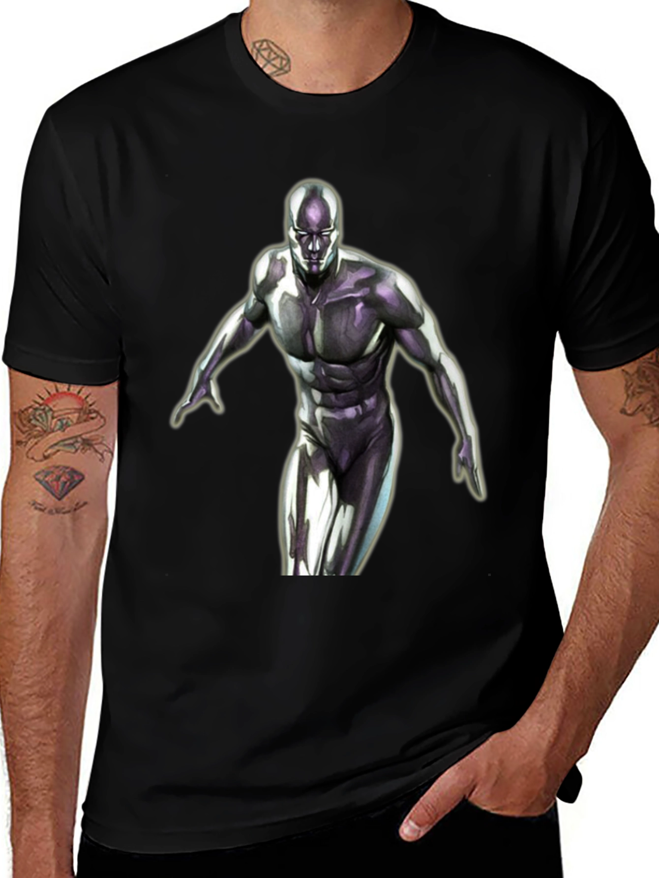 Silver Surfer Graphic Black T-Shirt