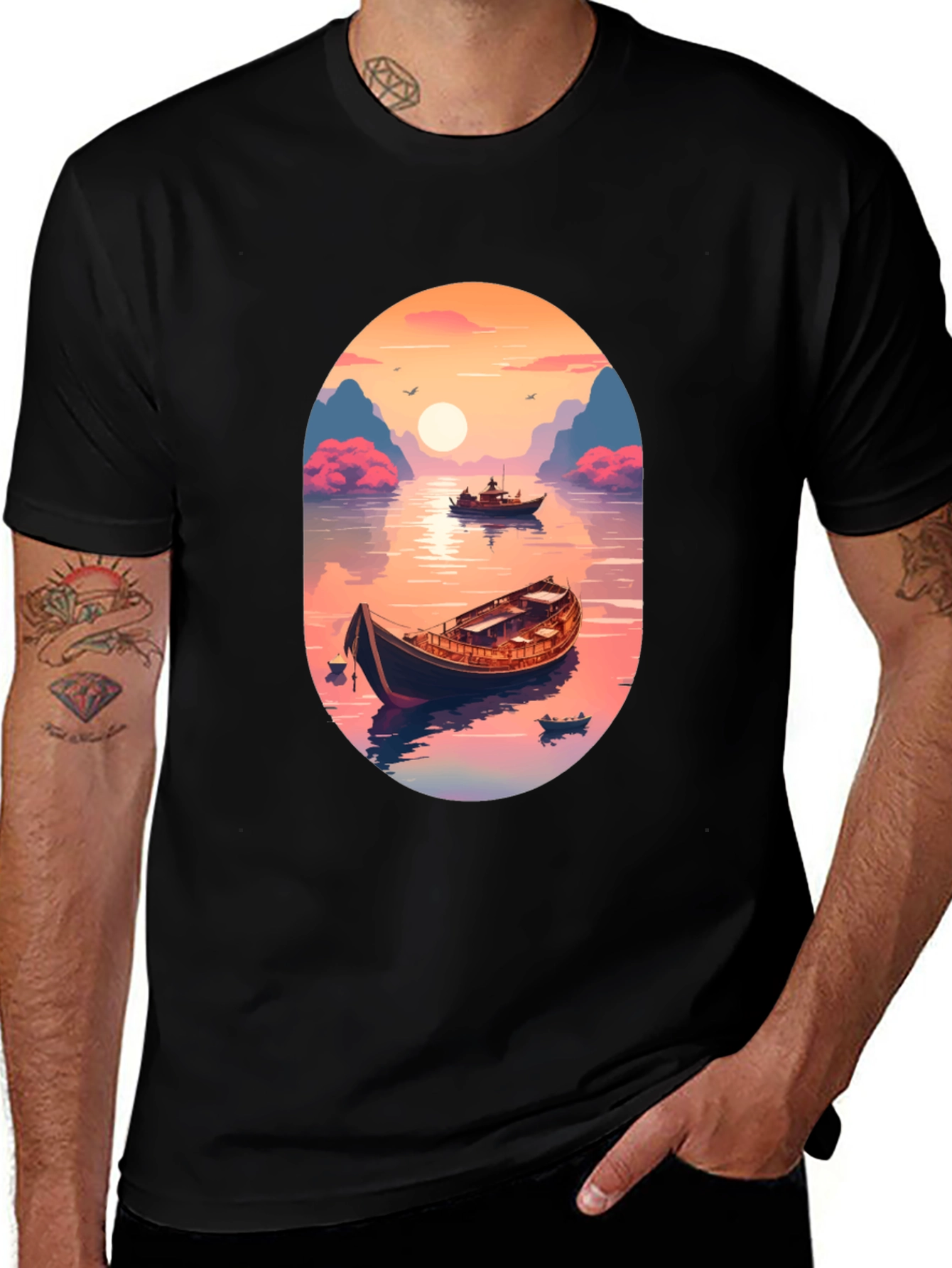 Variant 12 of Artistic Boat Graphic T-Shirt