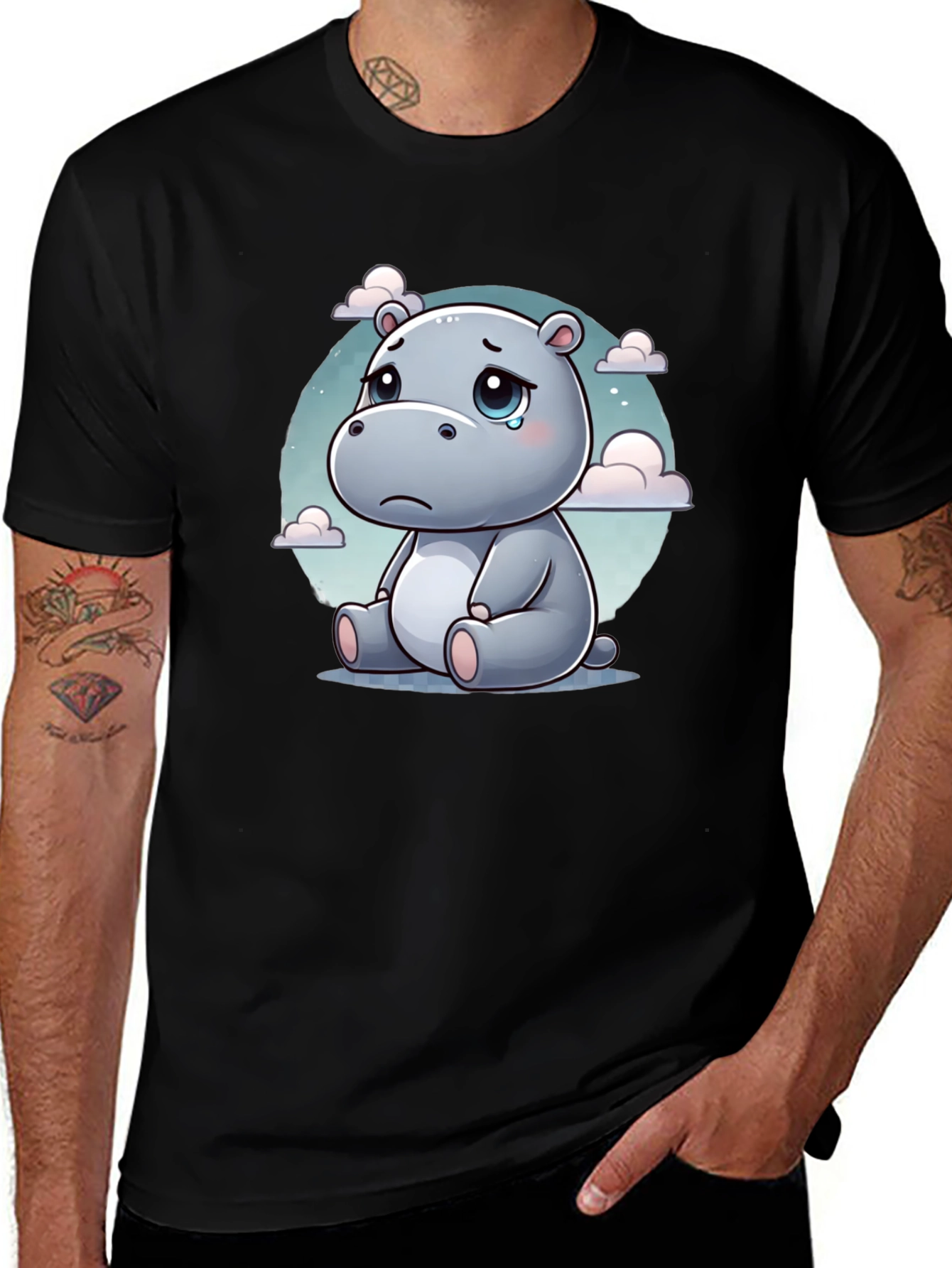 Variant 15 of Sad Hippo Graphic Tee - Comfort & Style