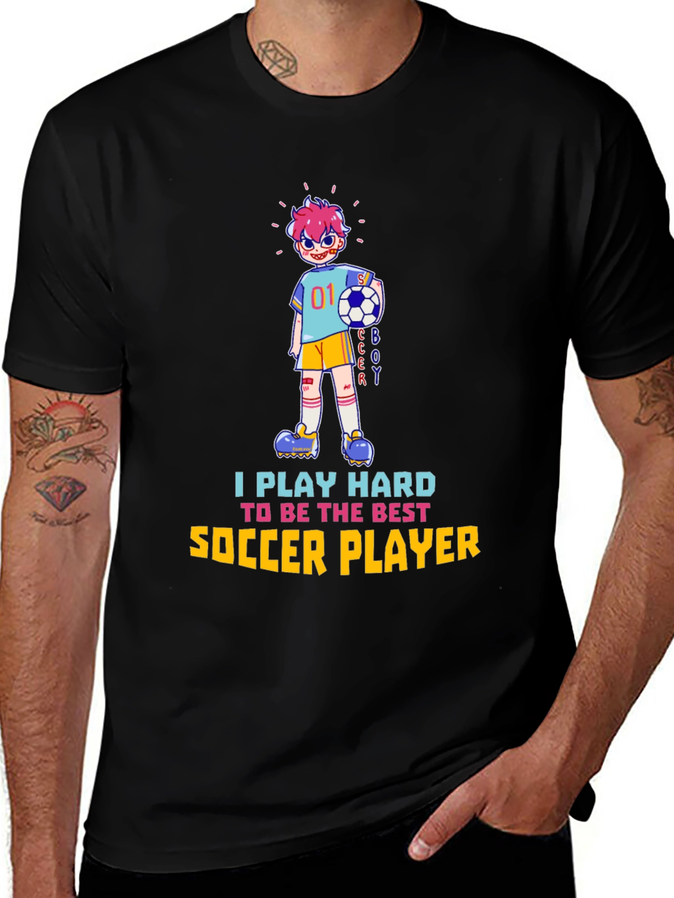Variant 29 of Soccer Player Graphic T-Shirt - Play Hard!