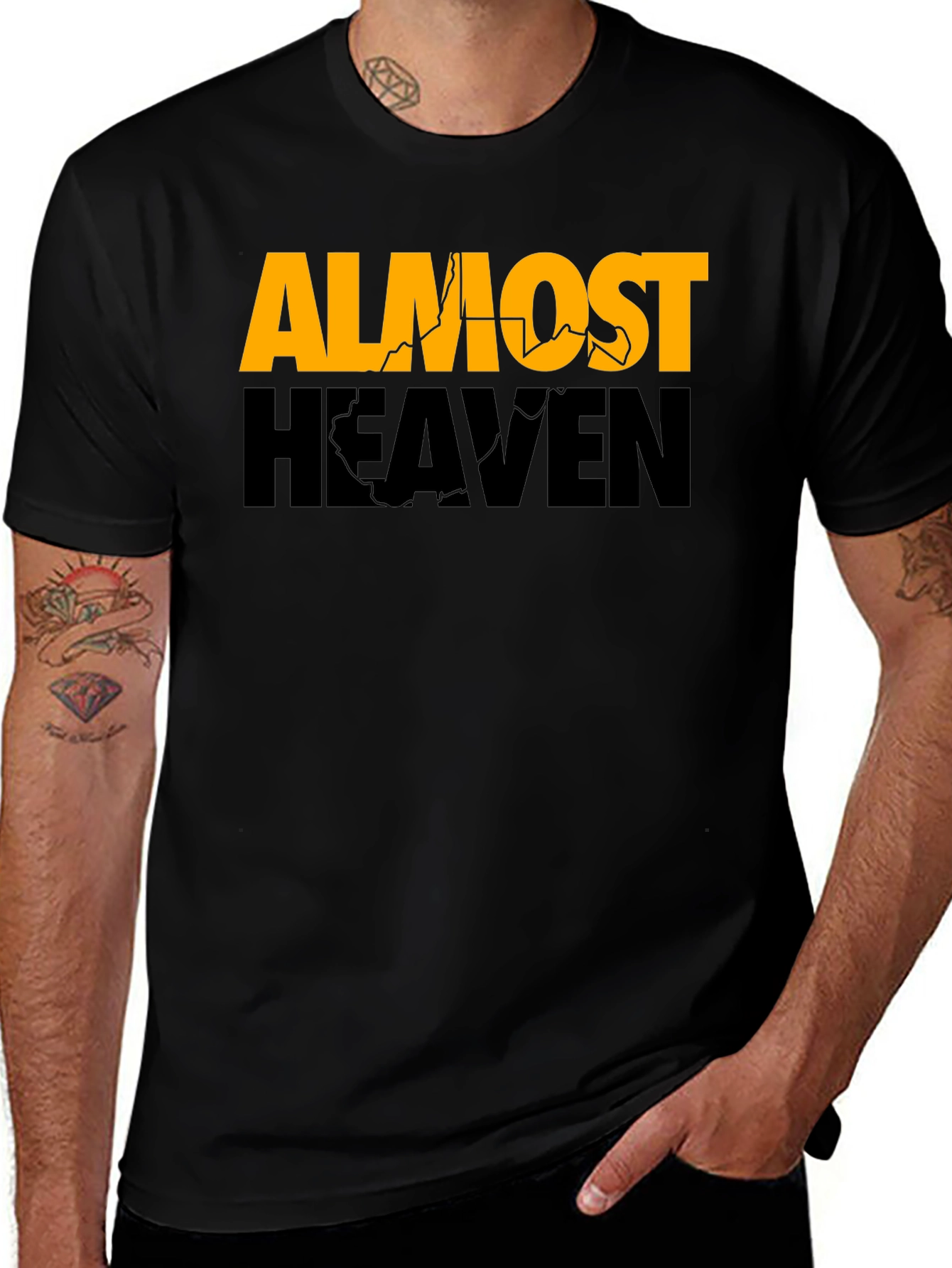 Variant 7 of Almost Heaven Graphic Tee - Black Cotton T-Shirt