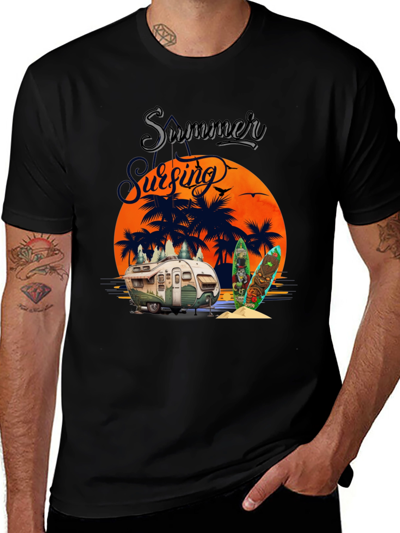 Variant 16 of Summer Surfing Retro Camper T-Shirt