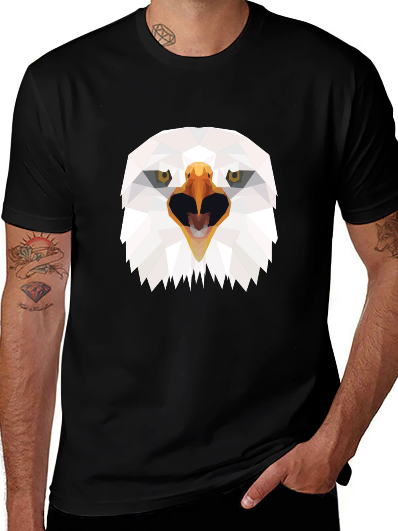 Variant 15 of Geometric Eagle Graphic T-Shirt - Bold Black Tee
