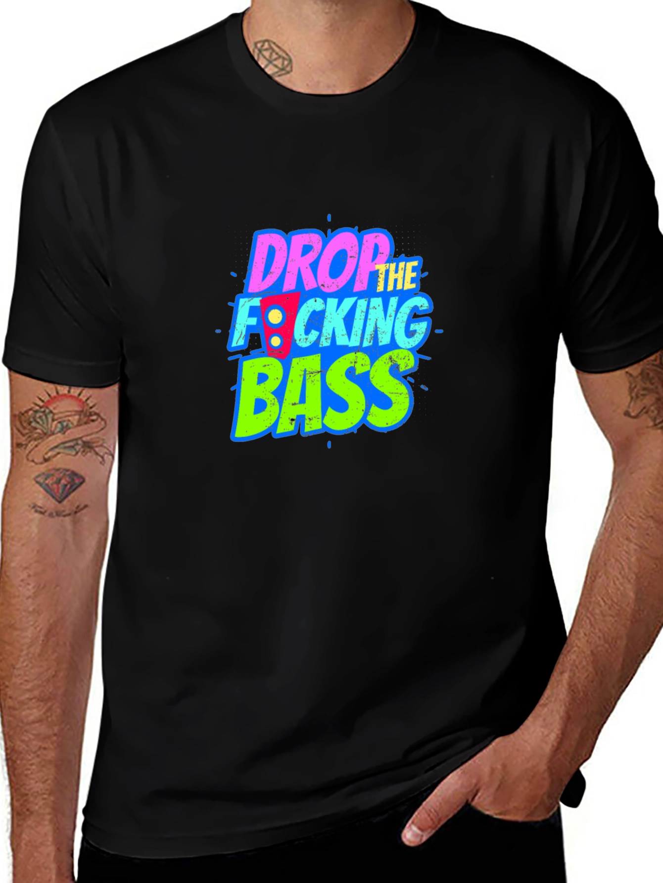 Black Drop the Bass Graphic Tee - Black Cotton Comfort main image