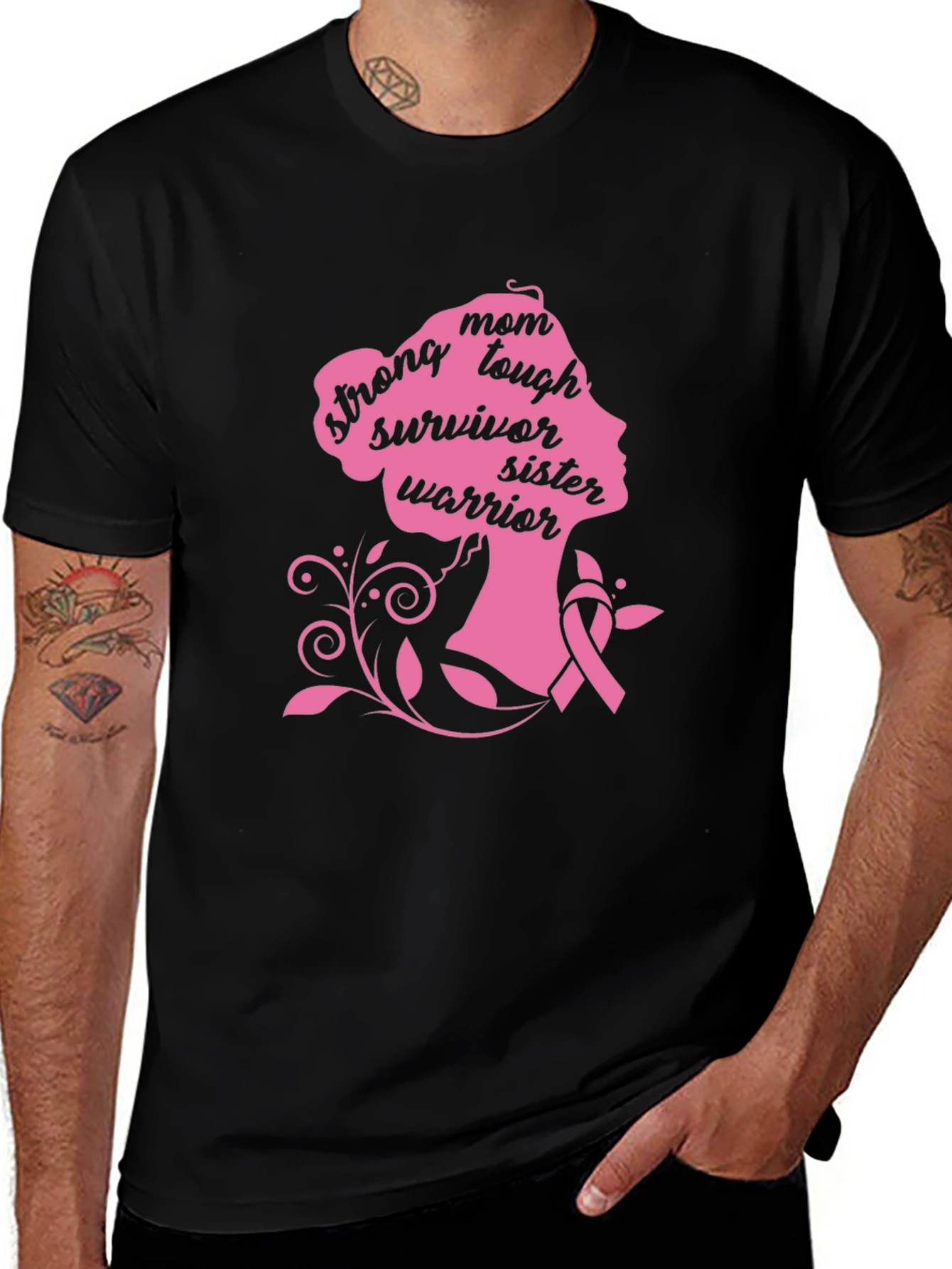 Variant 20 of Strong Survivor Pink Ribbon Breast Cancer Awareness Tee