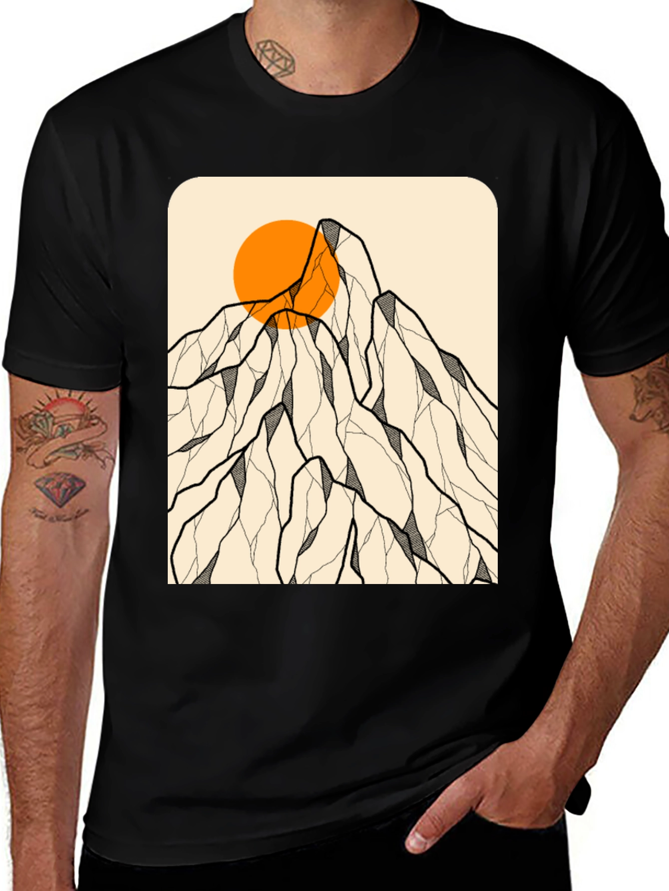 Variant 23 of Mountain Sunset Graphic Tee - Black