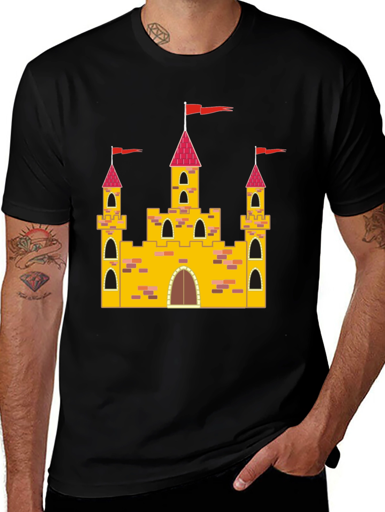 Variant 6 of Castle Graphic Tee - Black Cotton T-Shirt