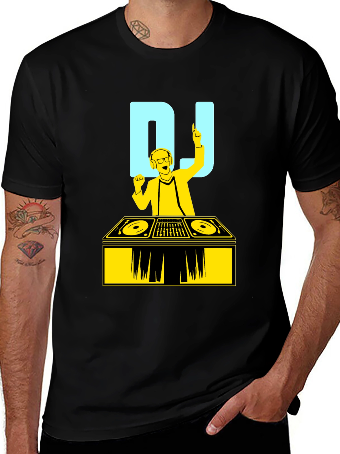 DJ Graphic Tee - Black Cotton T-Shirt for Music Lovers