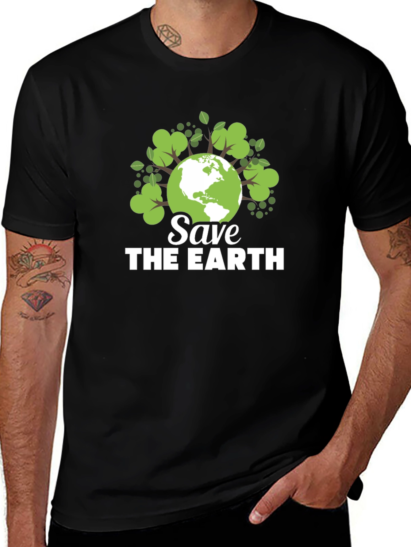 Save the Earth Graphic Tee - Black Cotton