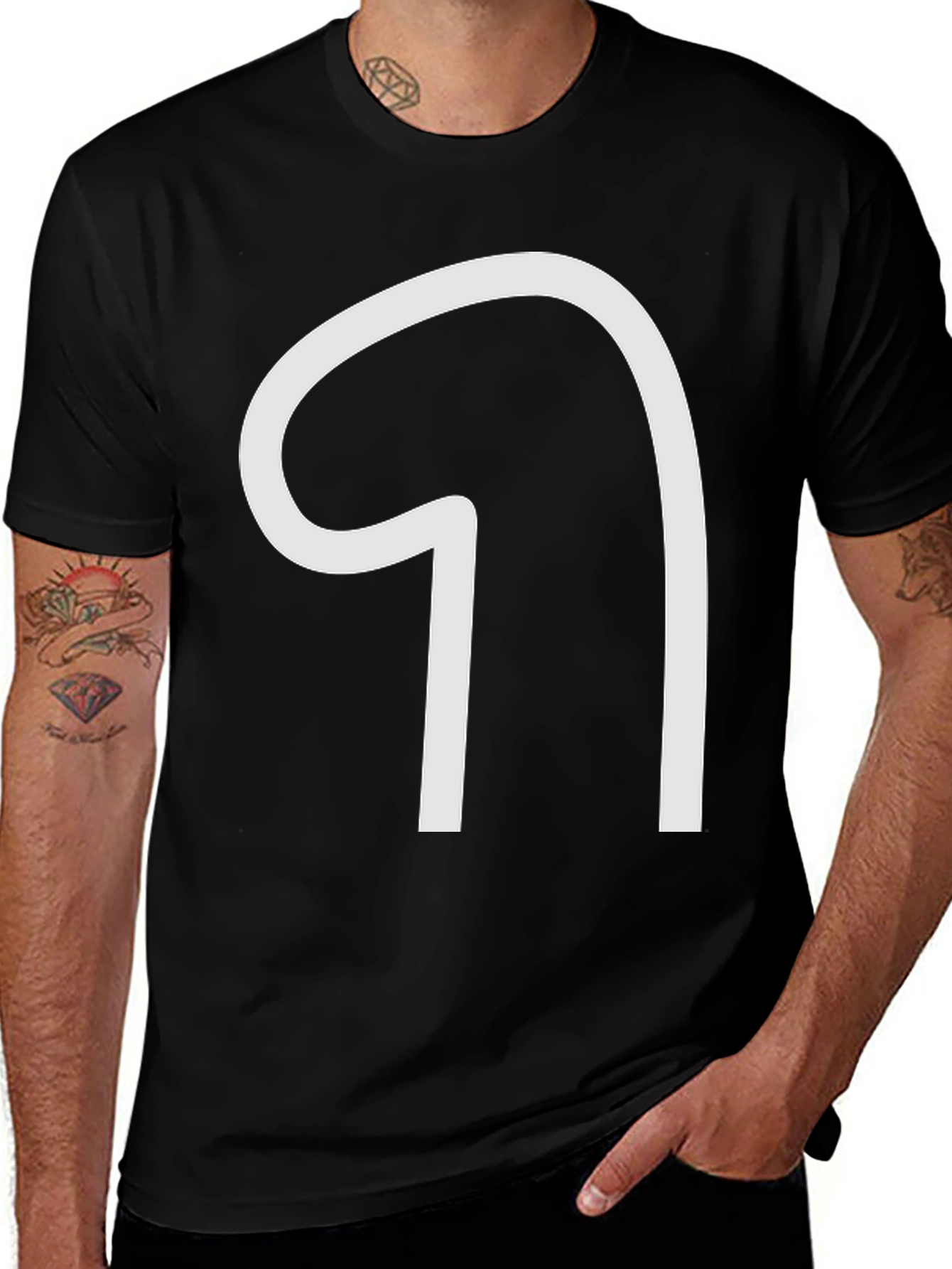 Variant 27 of Minimalist Black T-Shirt with Unique White Design